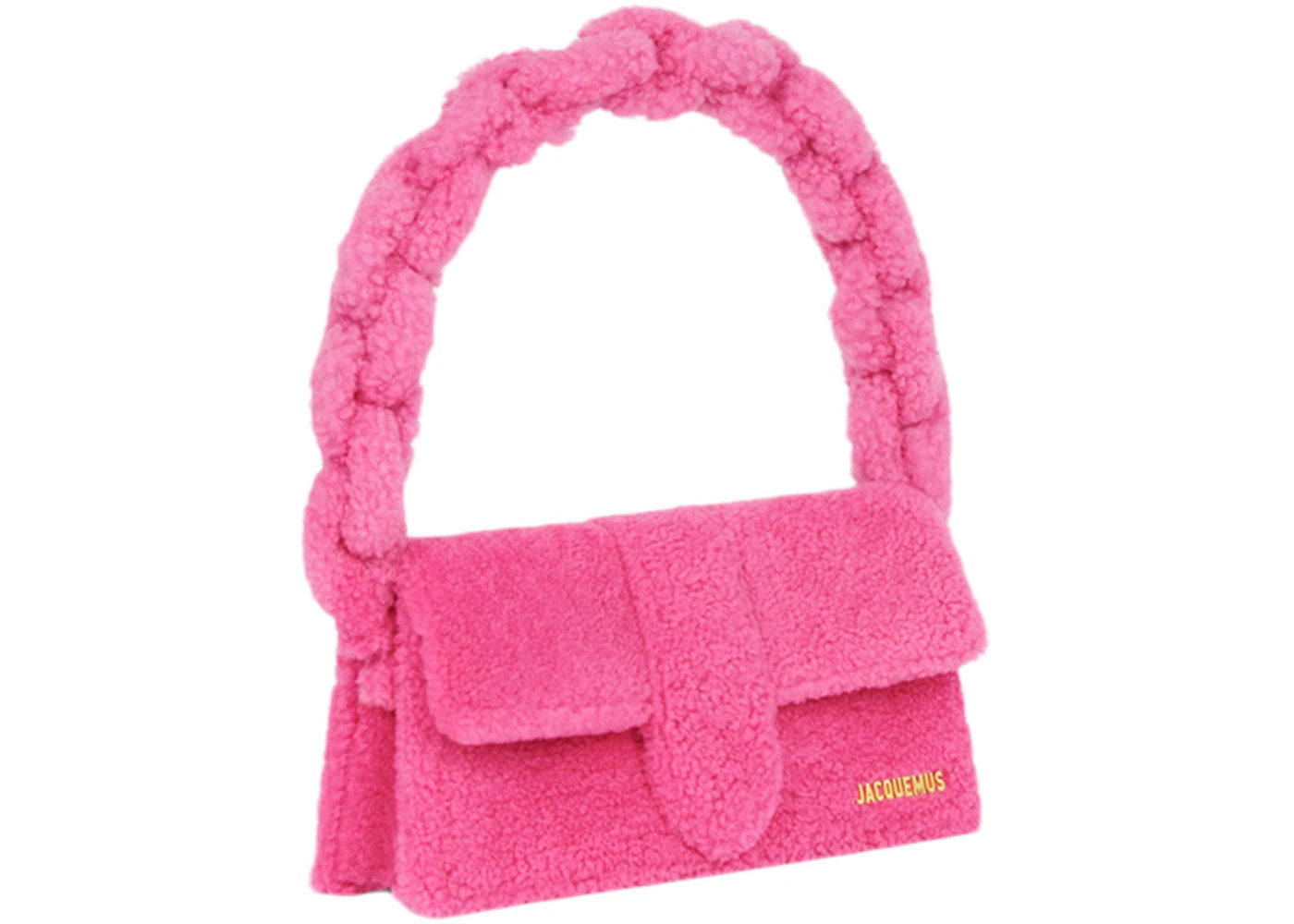 jacquemus le bambidou shearling flap bag pink