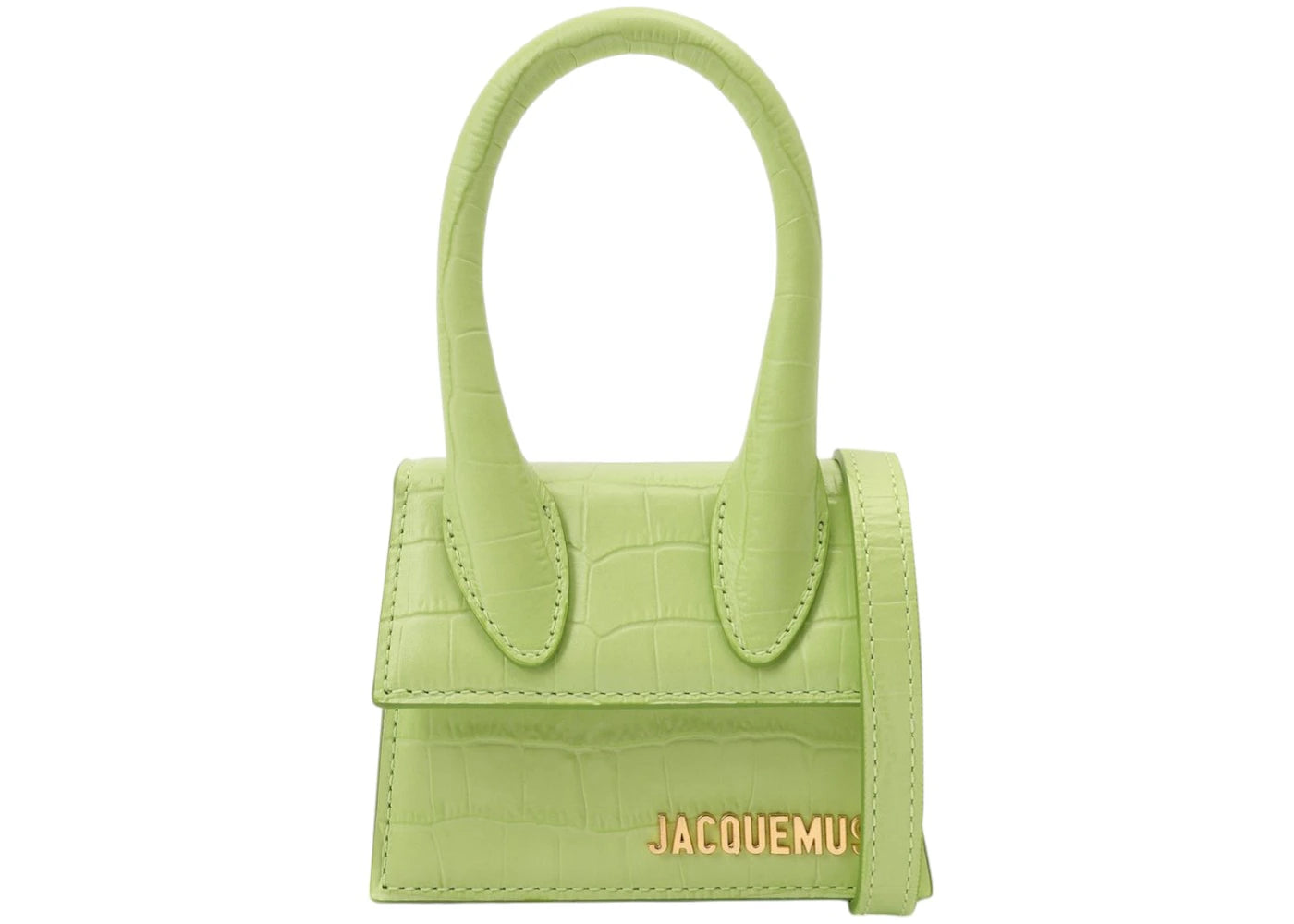 jacquemus le chiquito croc embossed light green
