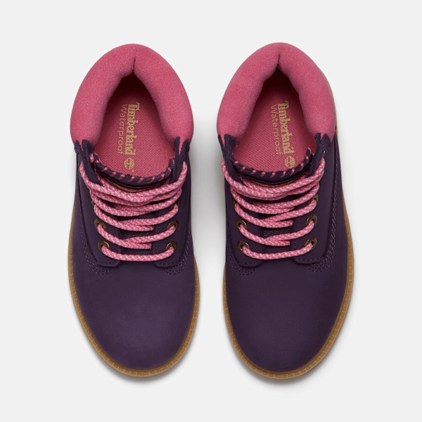 Junior Timberland Premium 6-Inch Waterproof Boot Dark Purple Nubuck/Pink
