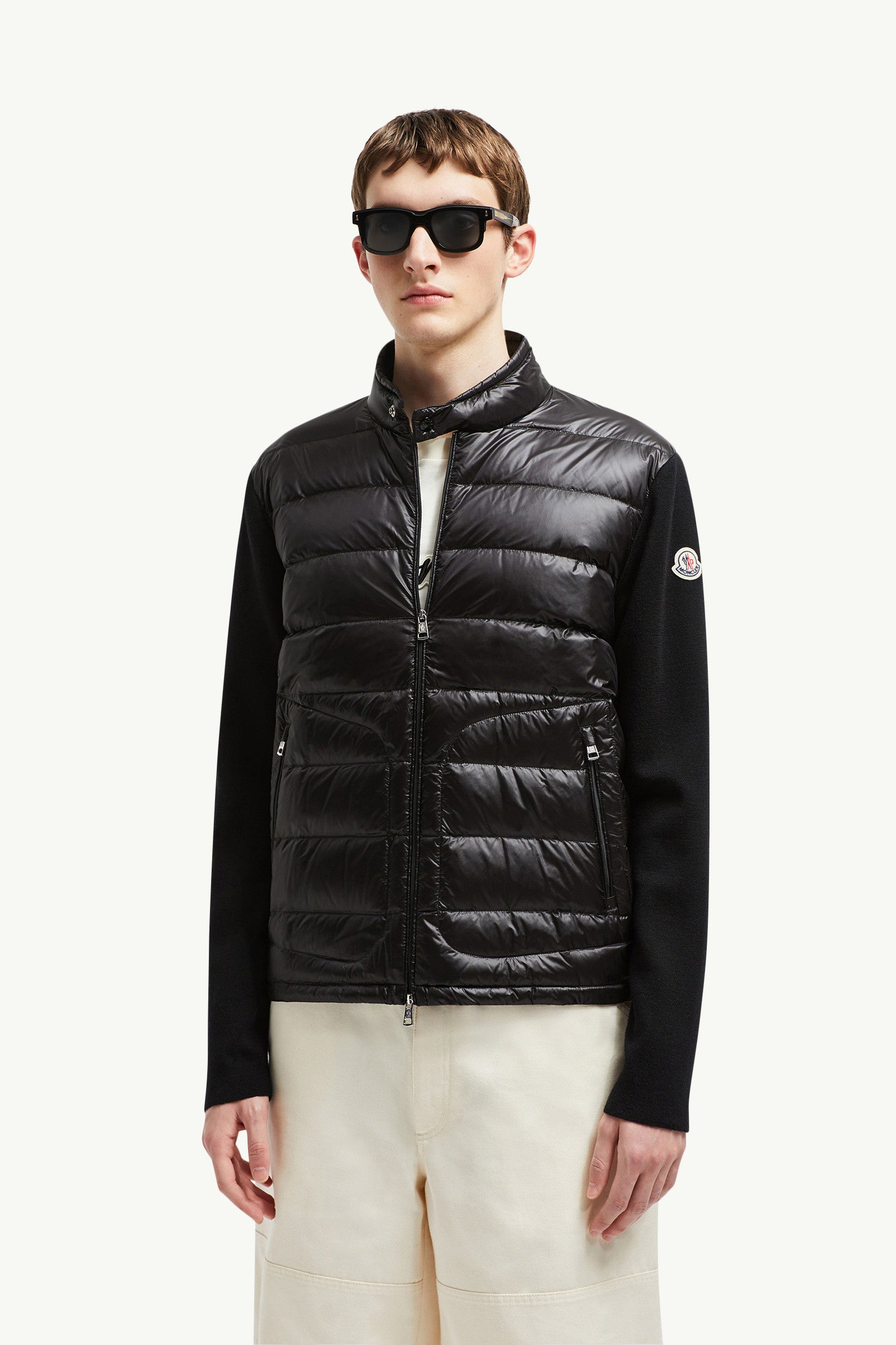 Moncler Padded Wool Zip-Up Cardigan Black Black