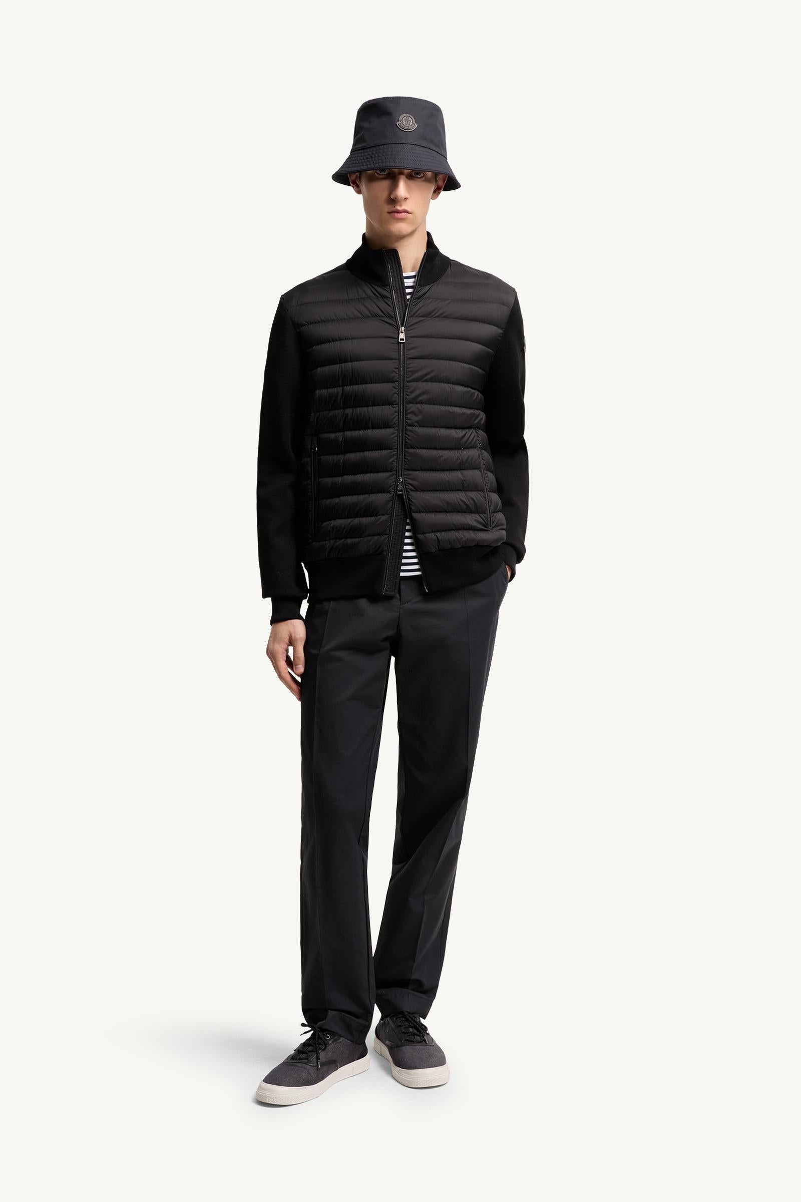 Moncler Padded Crêpe Cotton Zip-Up Cardigan Black Black