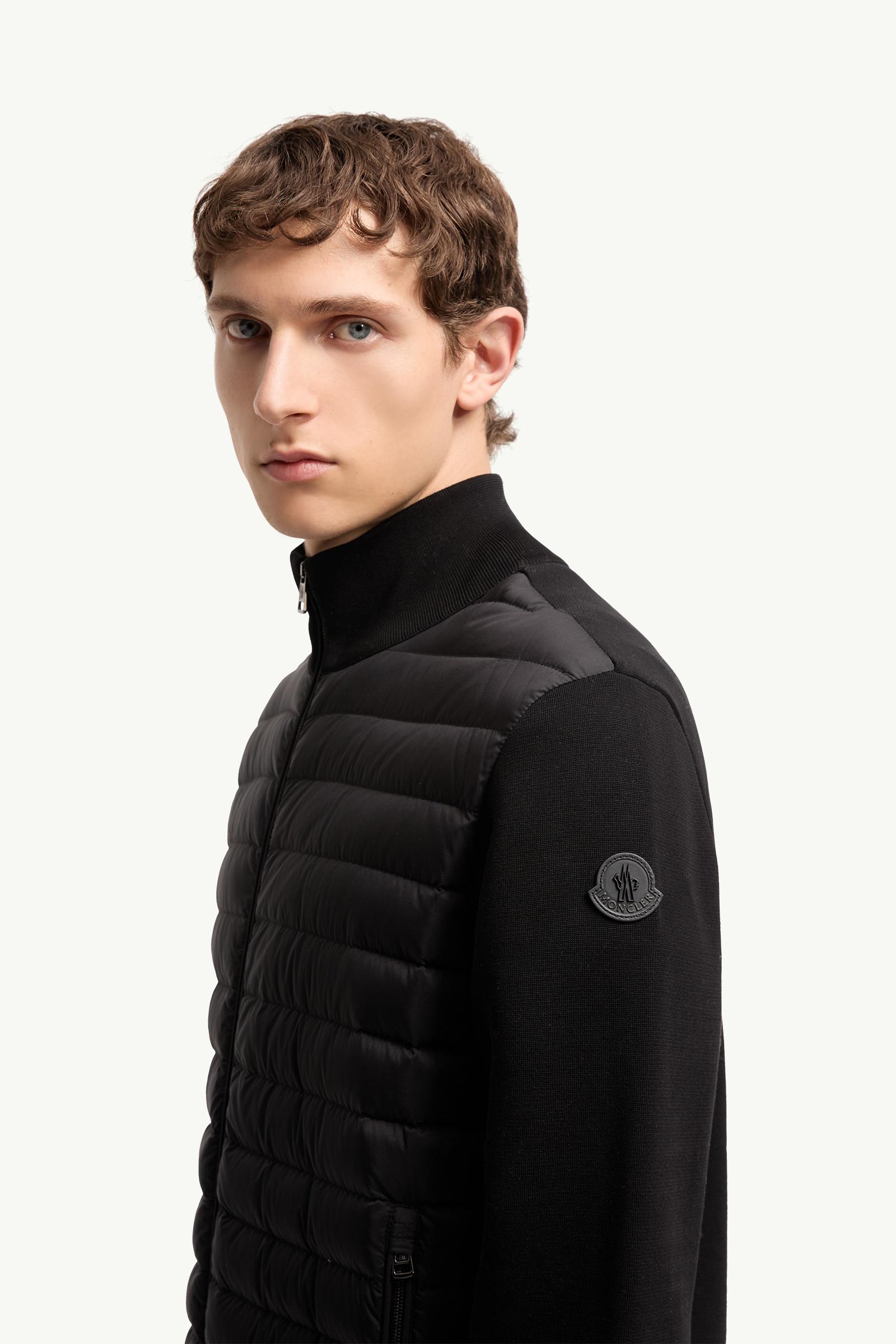 Moncler Padded Crêpe Cotton Zip-Up Cardigan Black Black