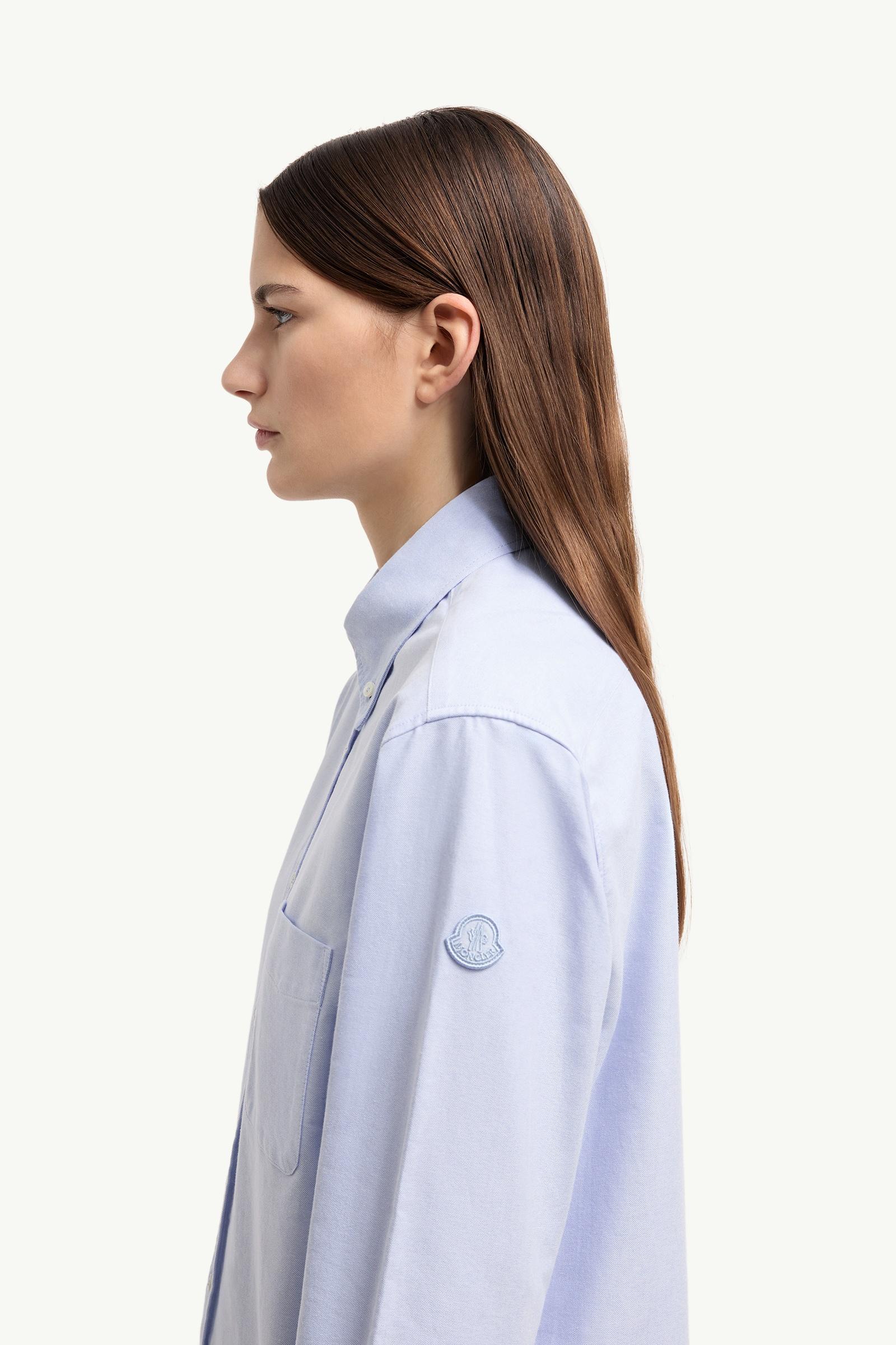 Moncler Long Sleeve Oxford Cotton Shirt Light Blue Light Blue