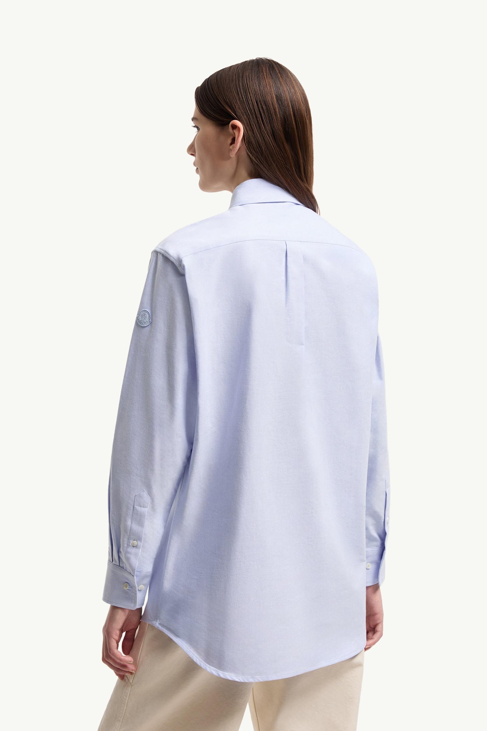 Moncler Long Sleeve Oxford Cotton Shirt Light Blue Light Blue