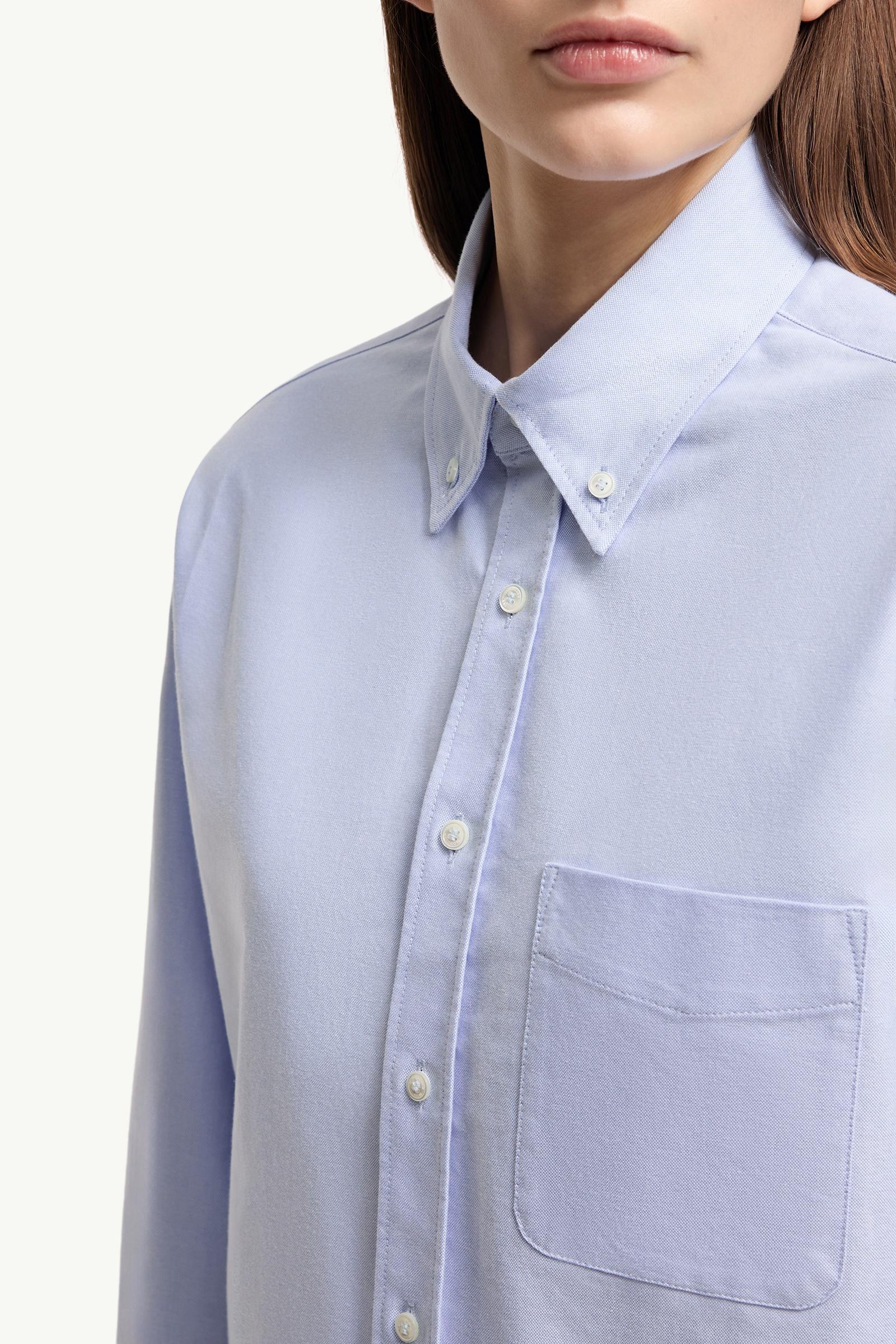 Moncler Long Sleeve Oxford Cotton Shirt Light Blue Light Blue