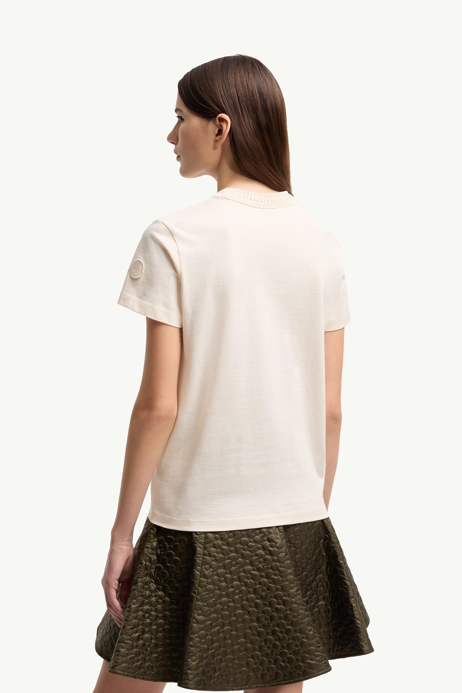 Moncler Crochet Accent Cotton T-Shirt White White