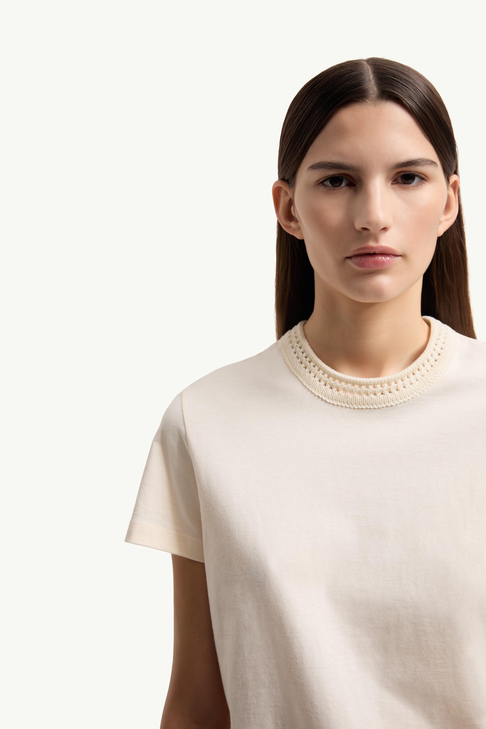 Moncler Crochet Accent Cotton T-Shirt White White