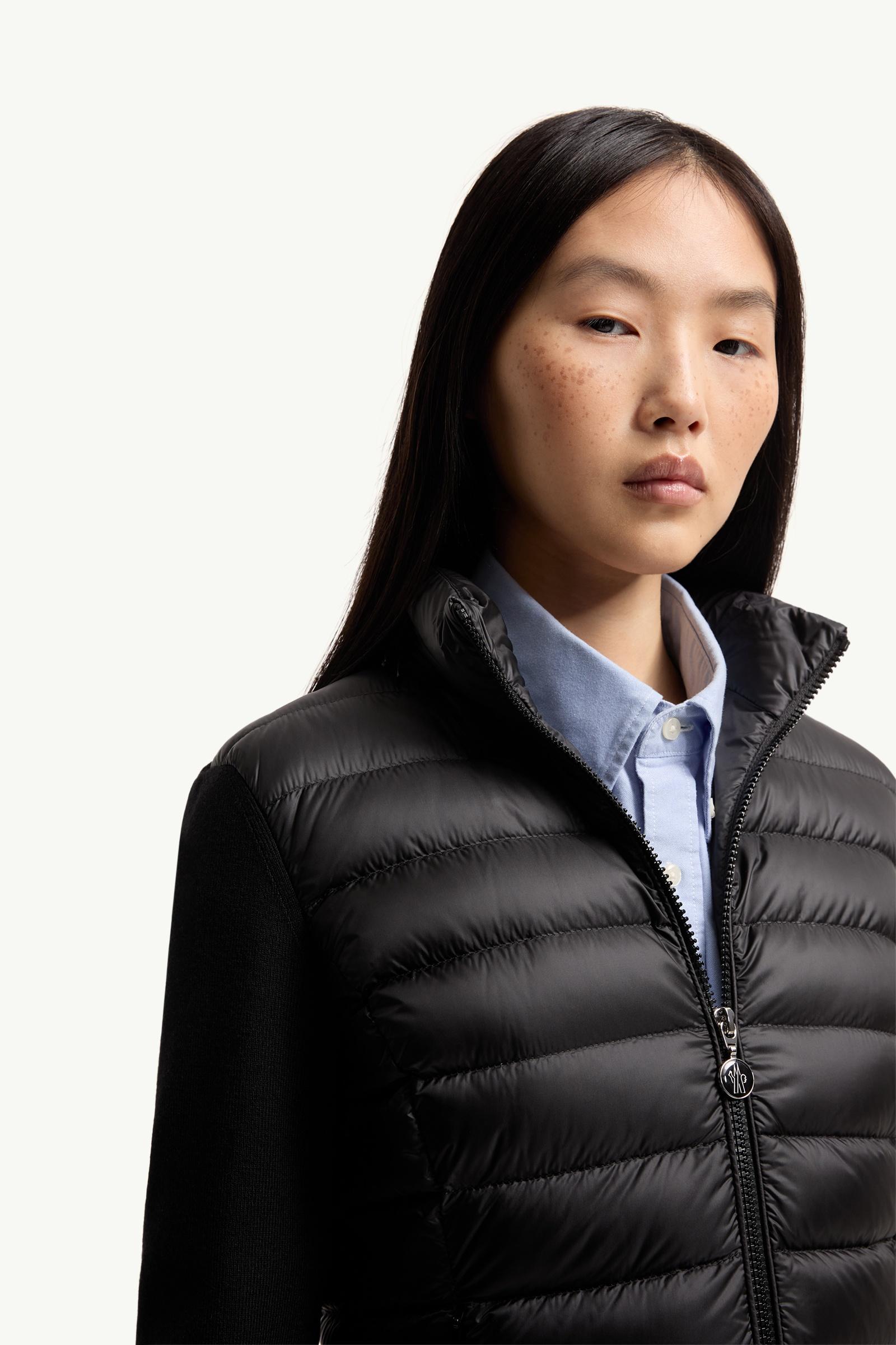 Moncler Padded Wool Zip-Up Cardigan Black Black