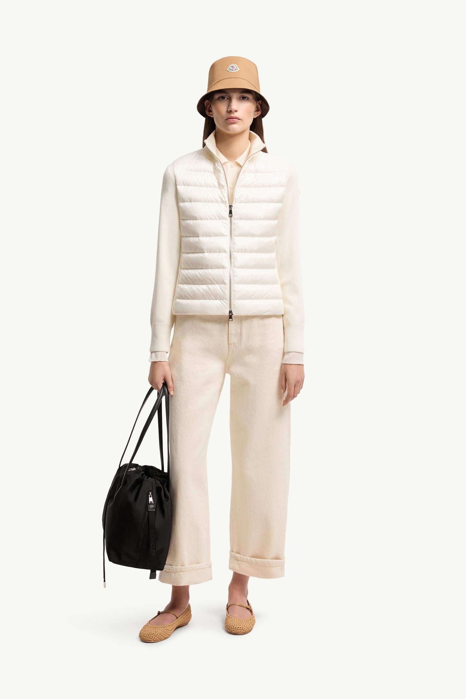 Moncler Padded Wool Zip-Up Cardigan White White