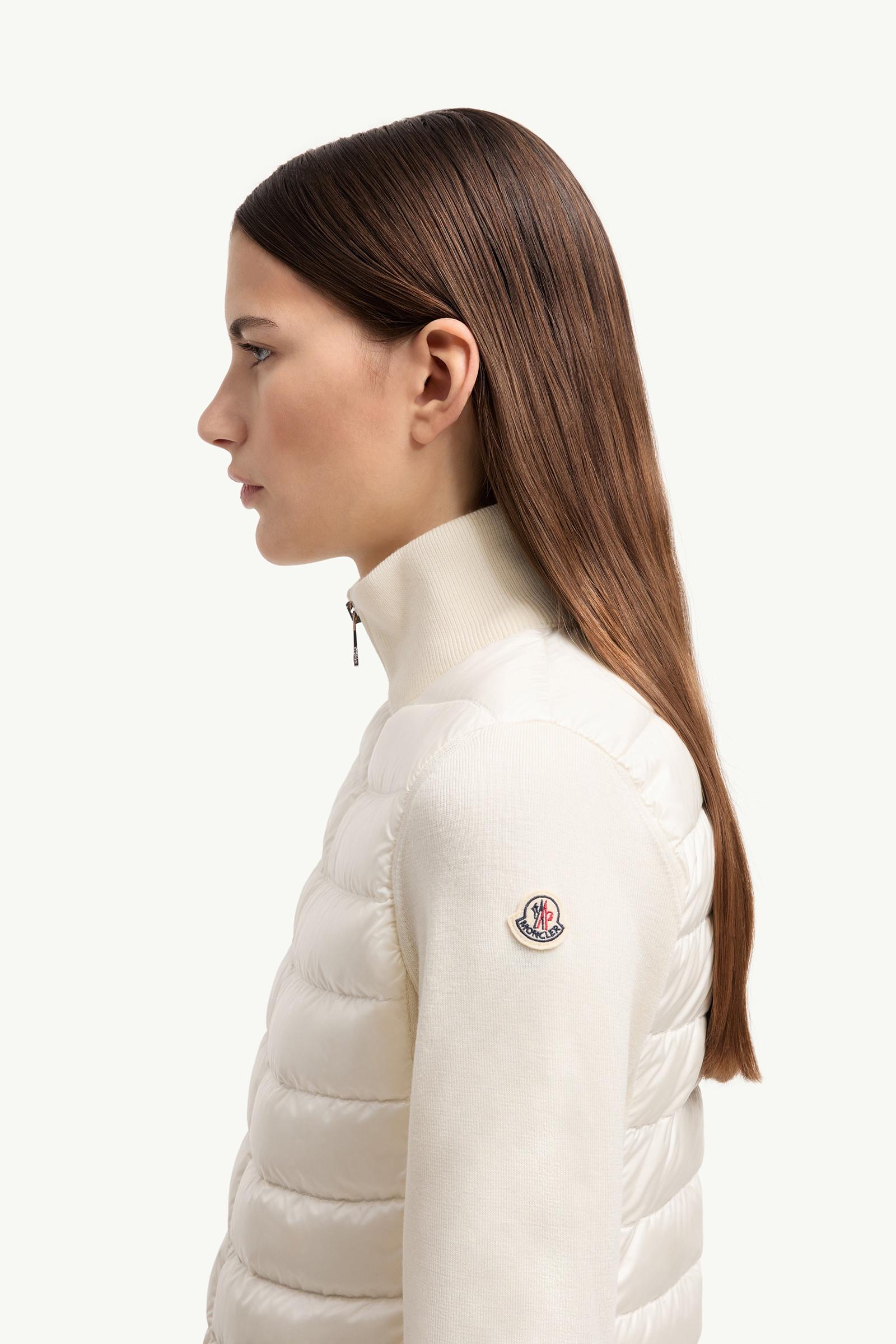 Moncler Padded Wool Zip-Up Cardigan White White