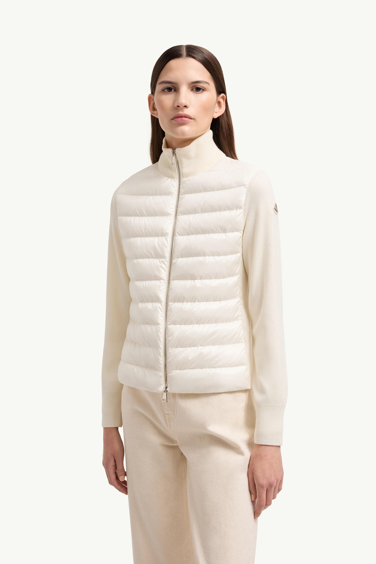 Moncler Padded Wool Zip-Up Cardigan White White