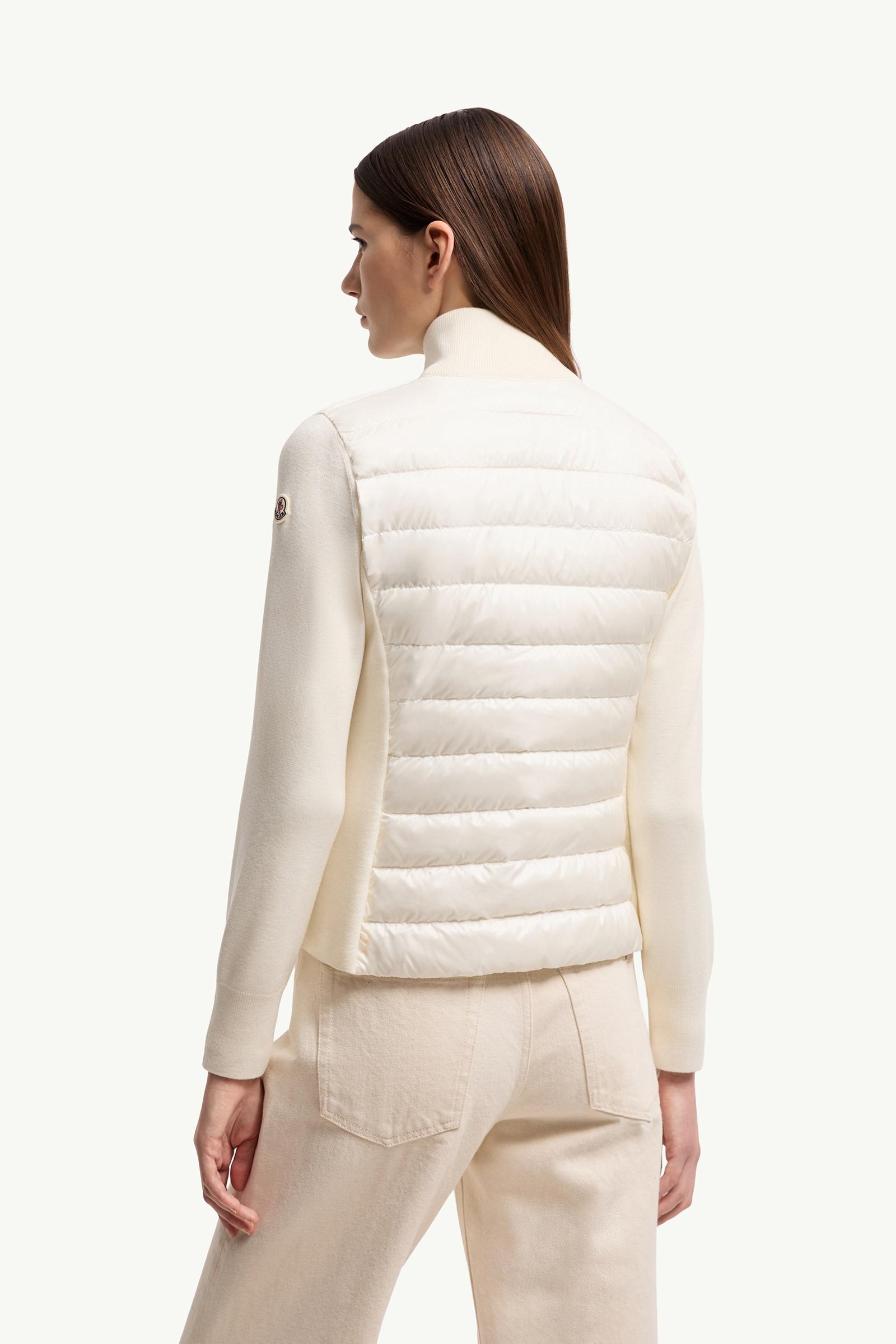 Moncler Padded Wool Zip-Up Cardigan White White