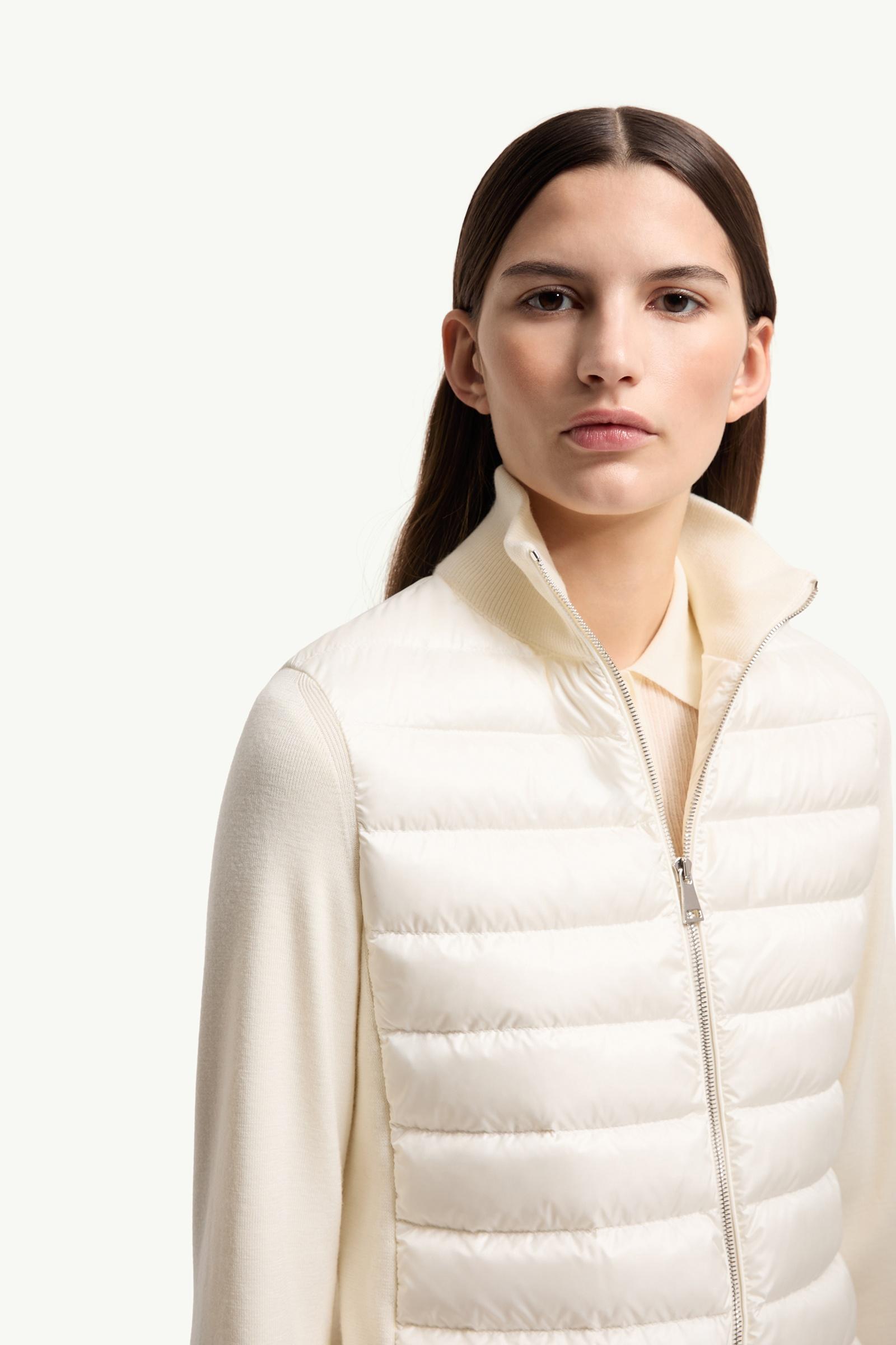 Moncler Padded Wool Zip-Up Cardigan White White