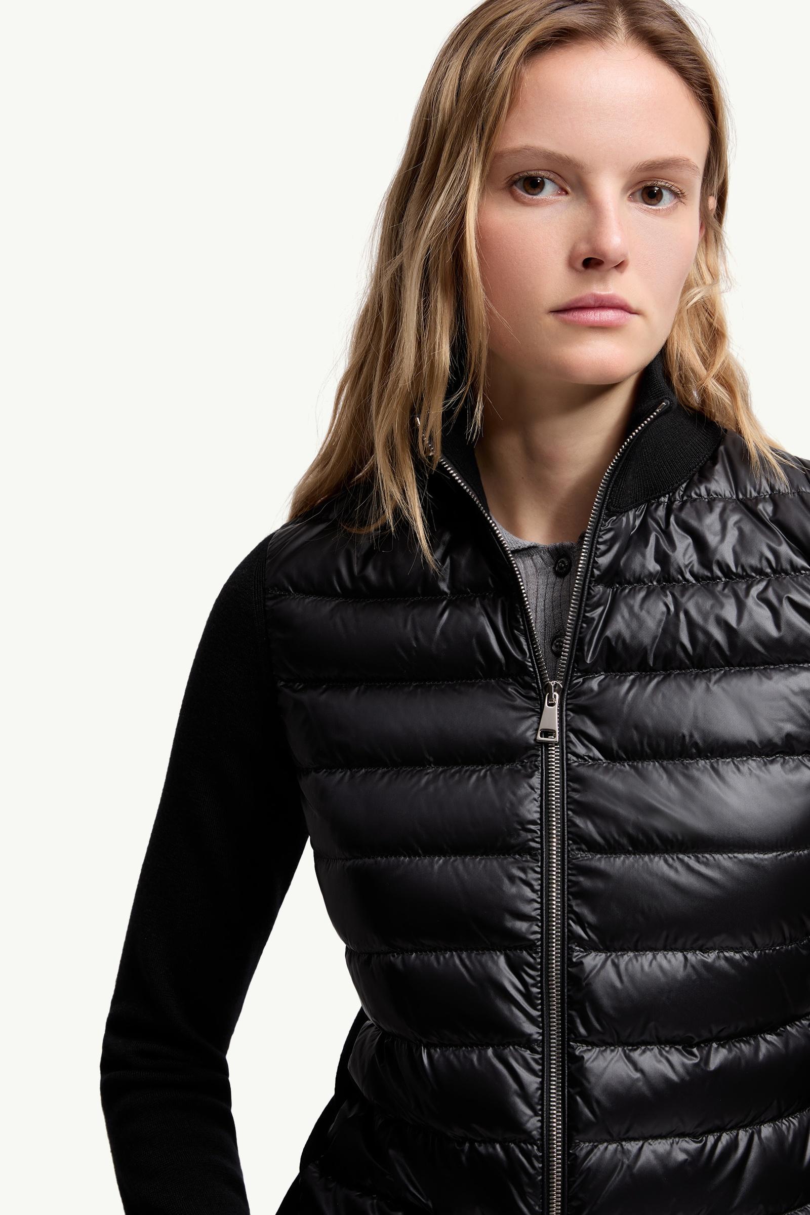 Moncler Padded Wool Zip-Up Cardigan Black Black