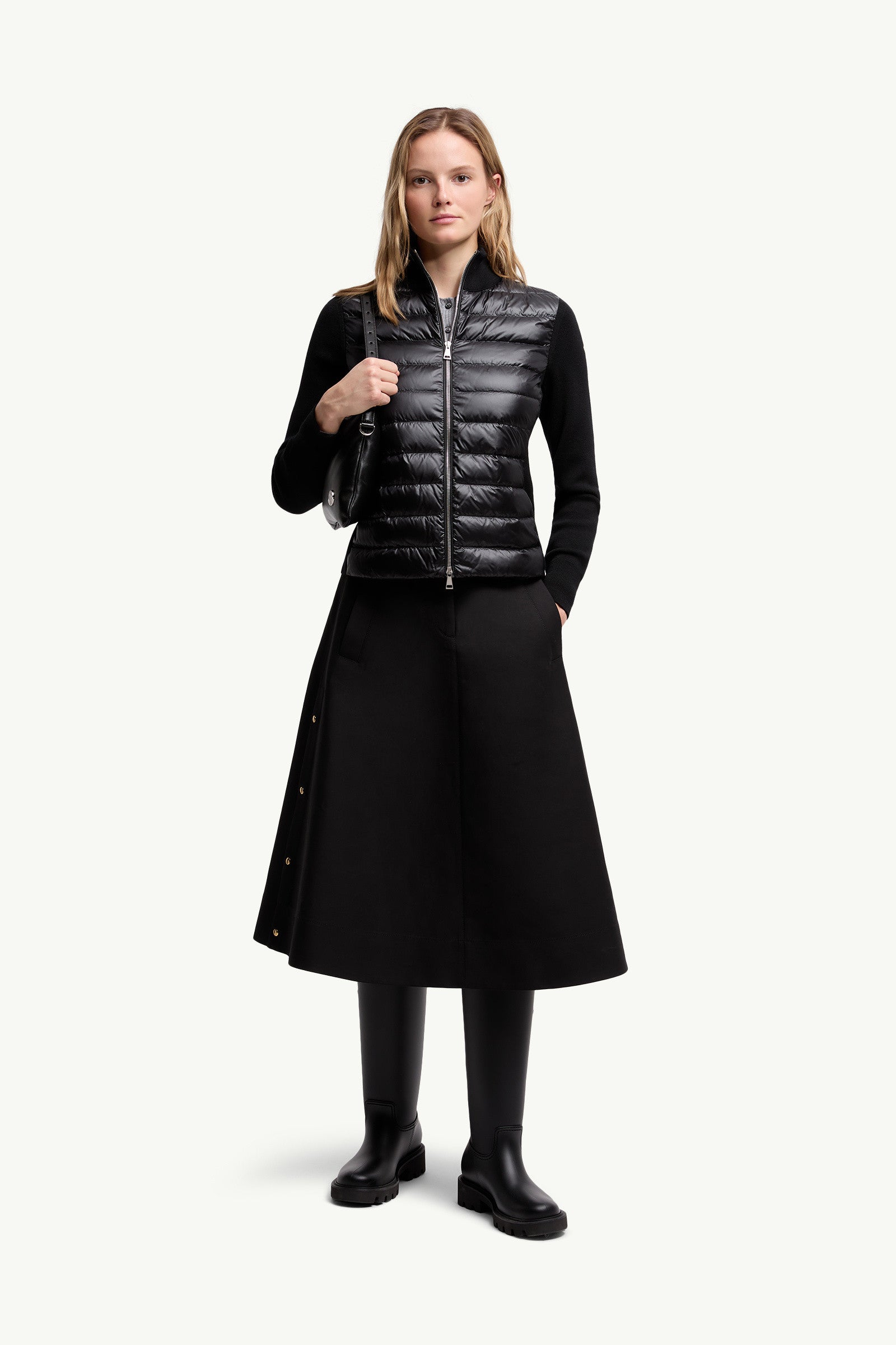 Moncler Padded Wool Zip-Up Cardigan Black Black