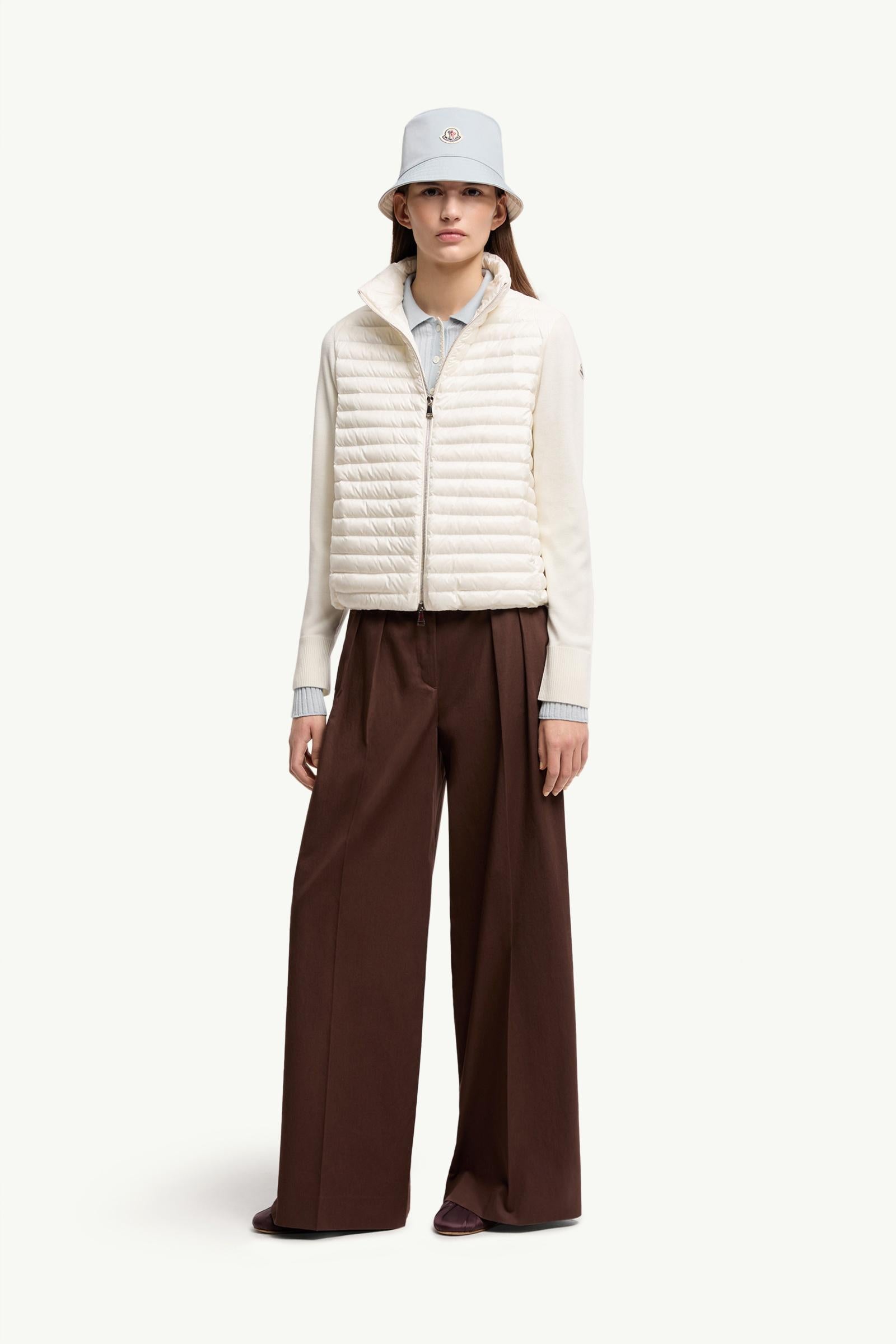 Moncler Padded Wool Zip-Up Cardigan White White