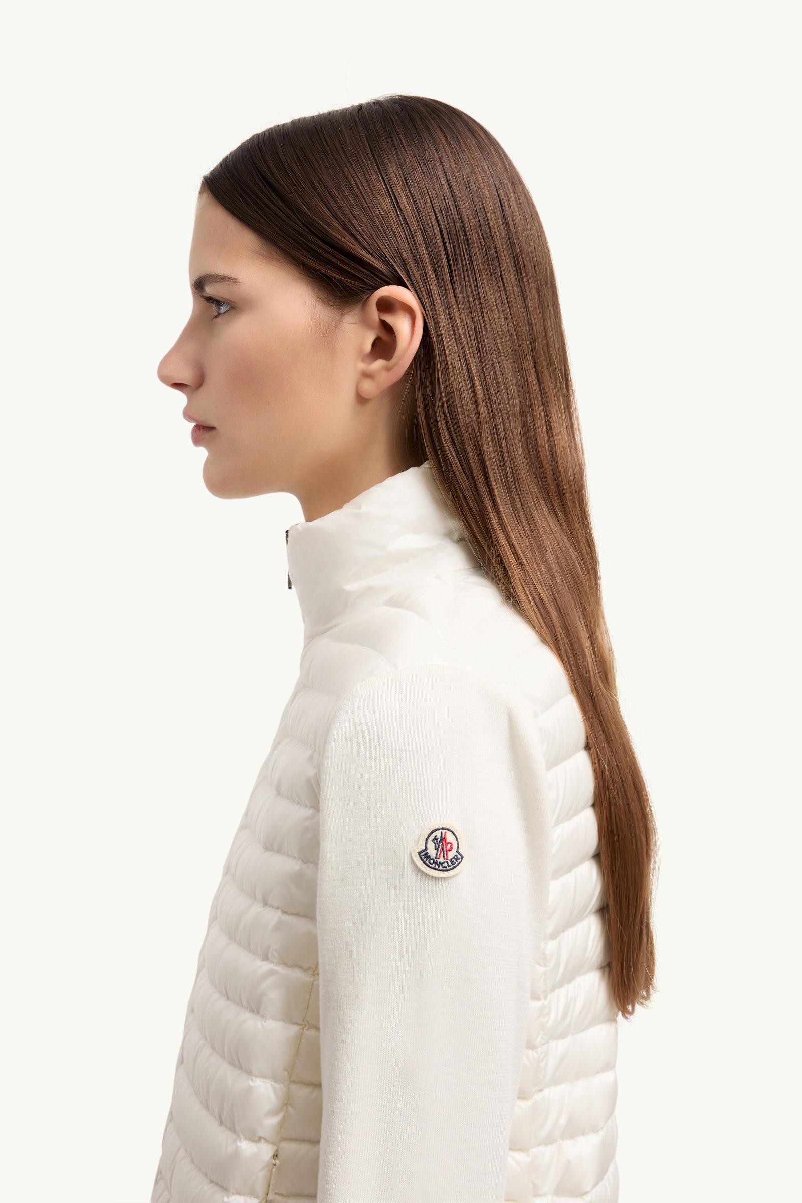 Moncler Padded Wool Zip-Up Cardigan White White