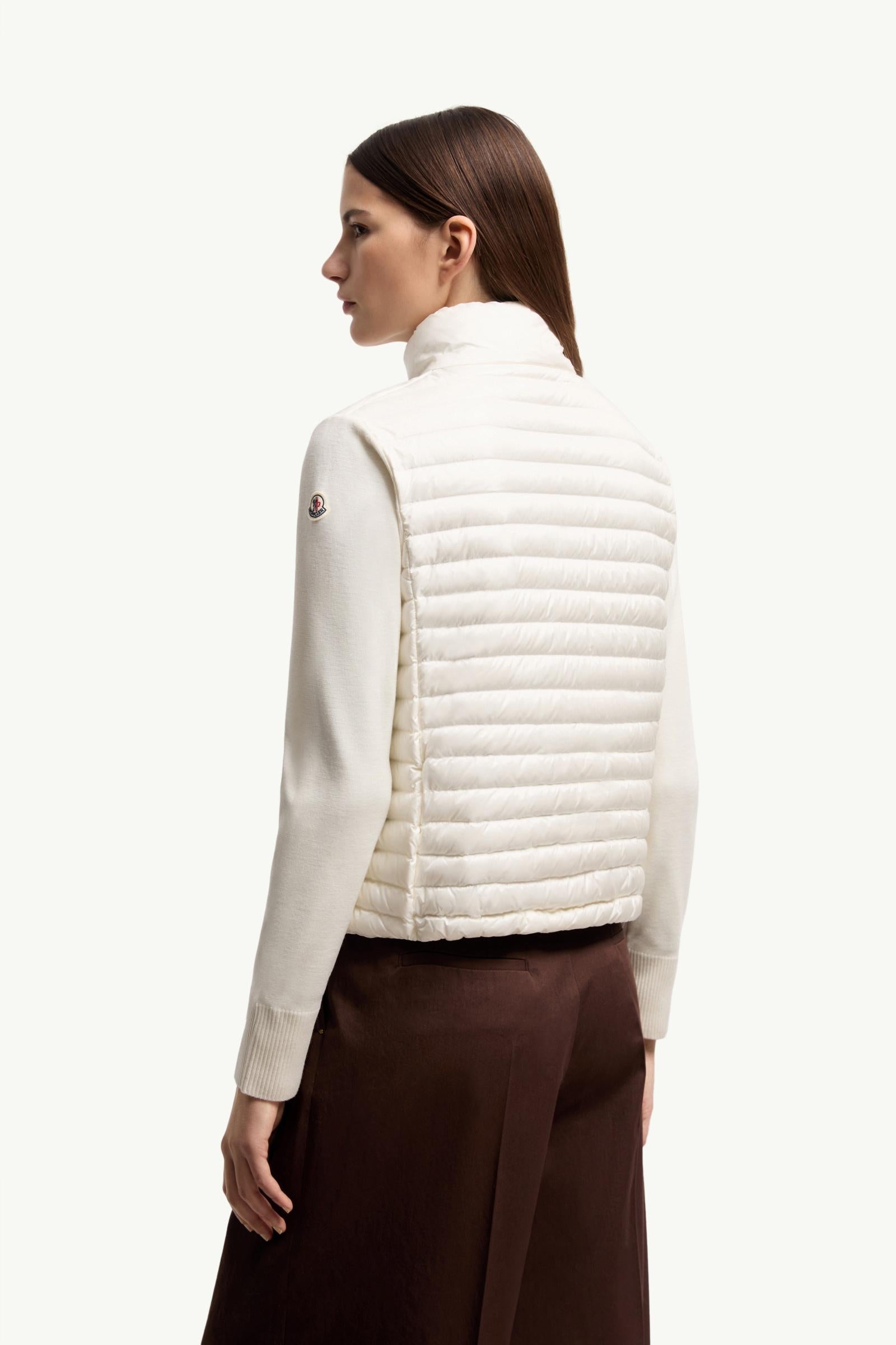Moncler Padded Wool Zip-Up Cardigan White White