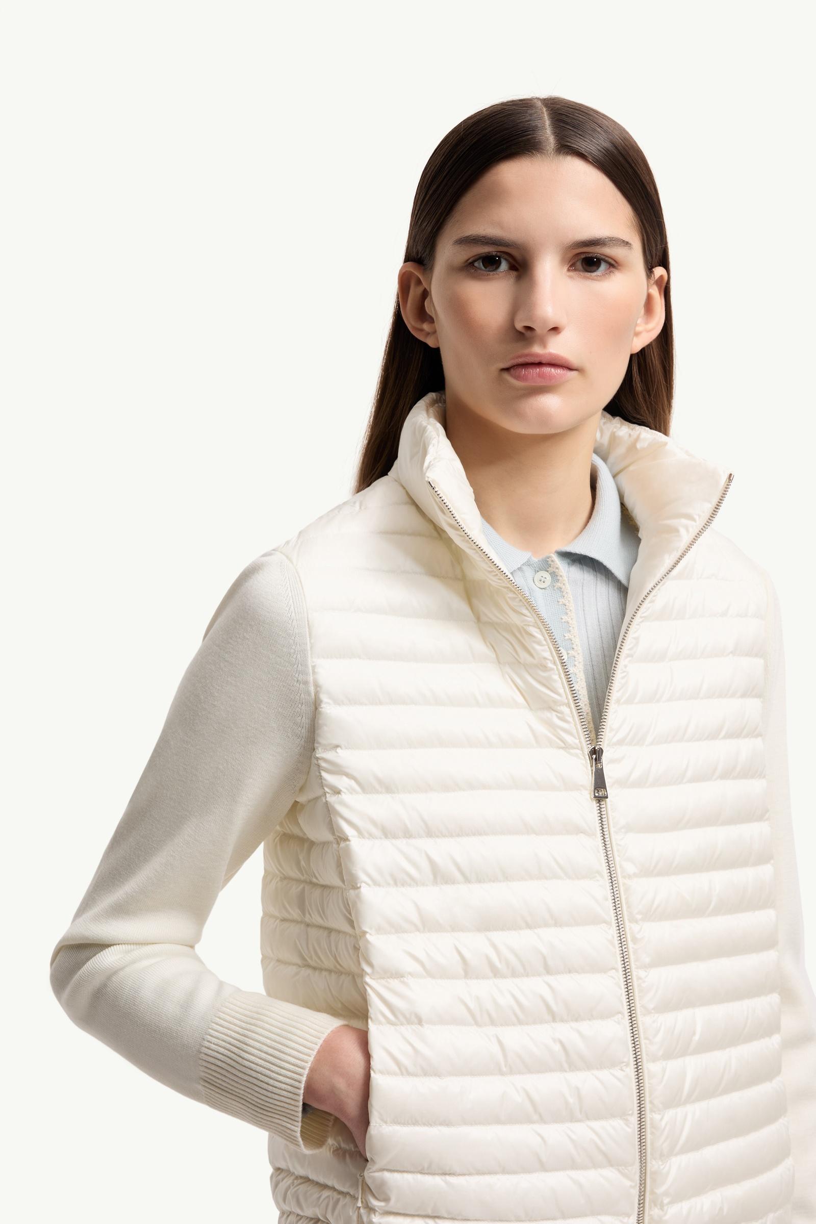Moncler Padded Wool Zip-Up Cardigan White White