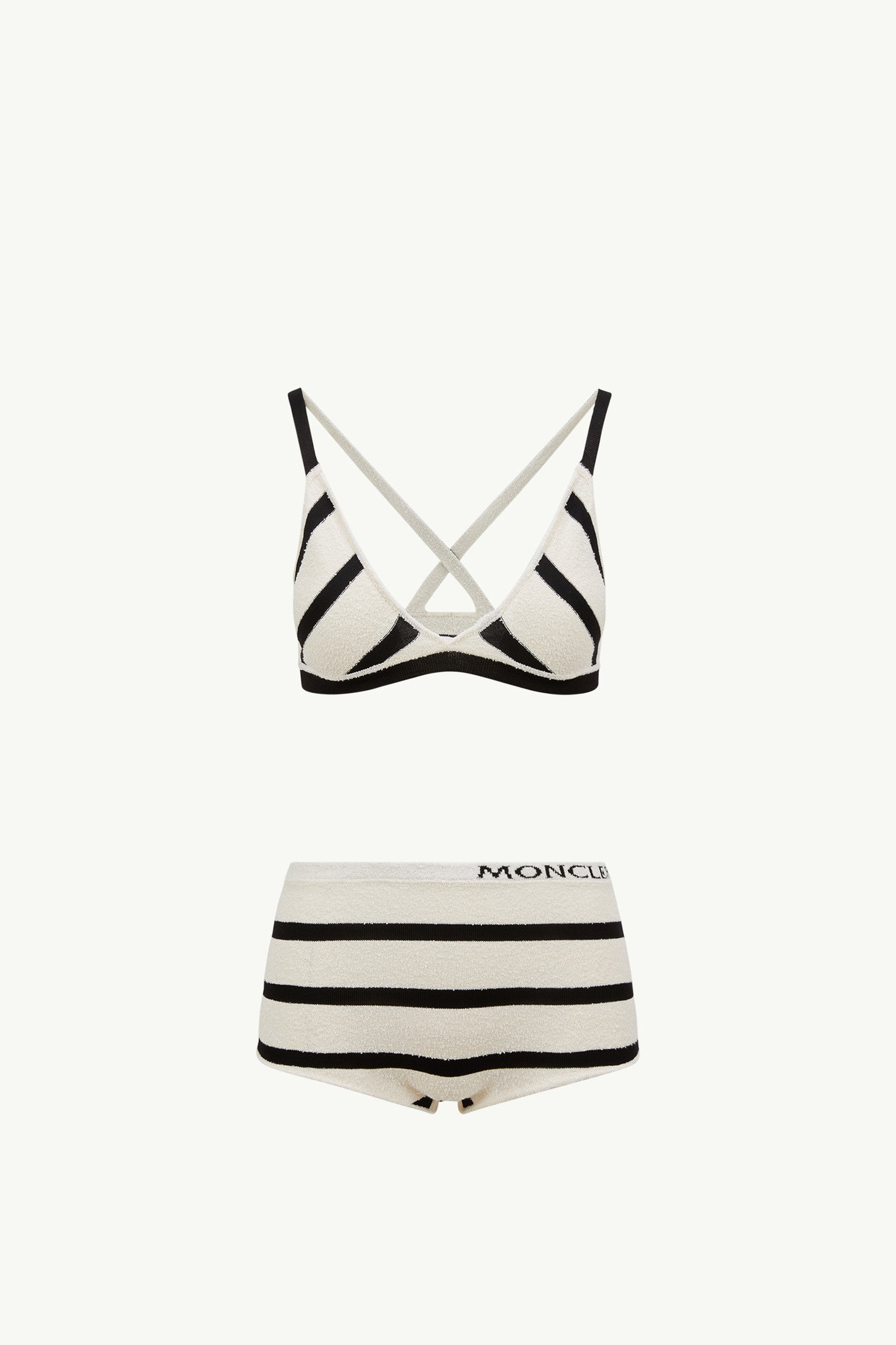 Moncler Striped Bouclé Bikini Black & White Black & White