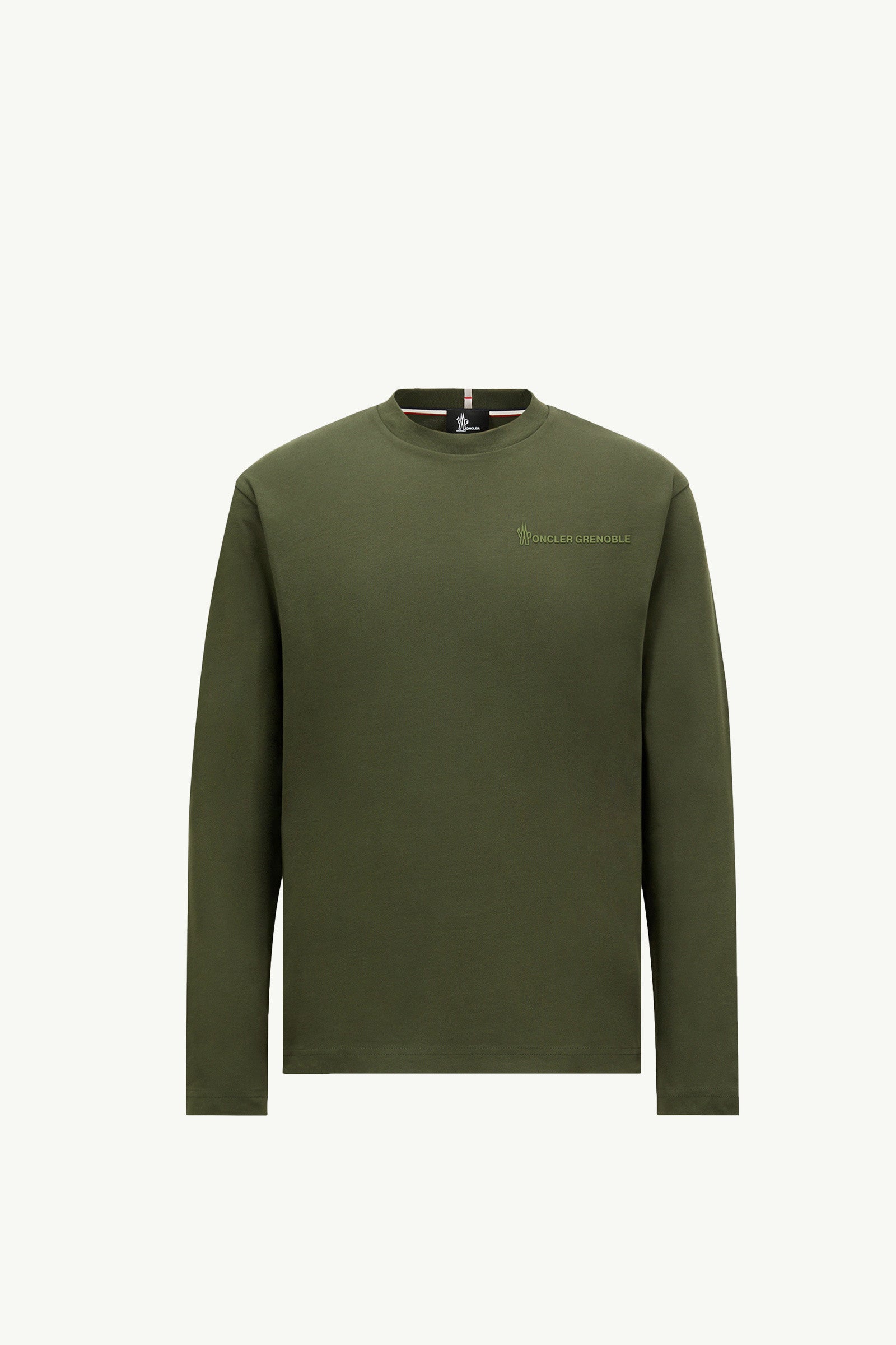 Moncler Logo Long Sleeve Cotton T-Shirt Olive Green Olive Green