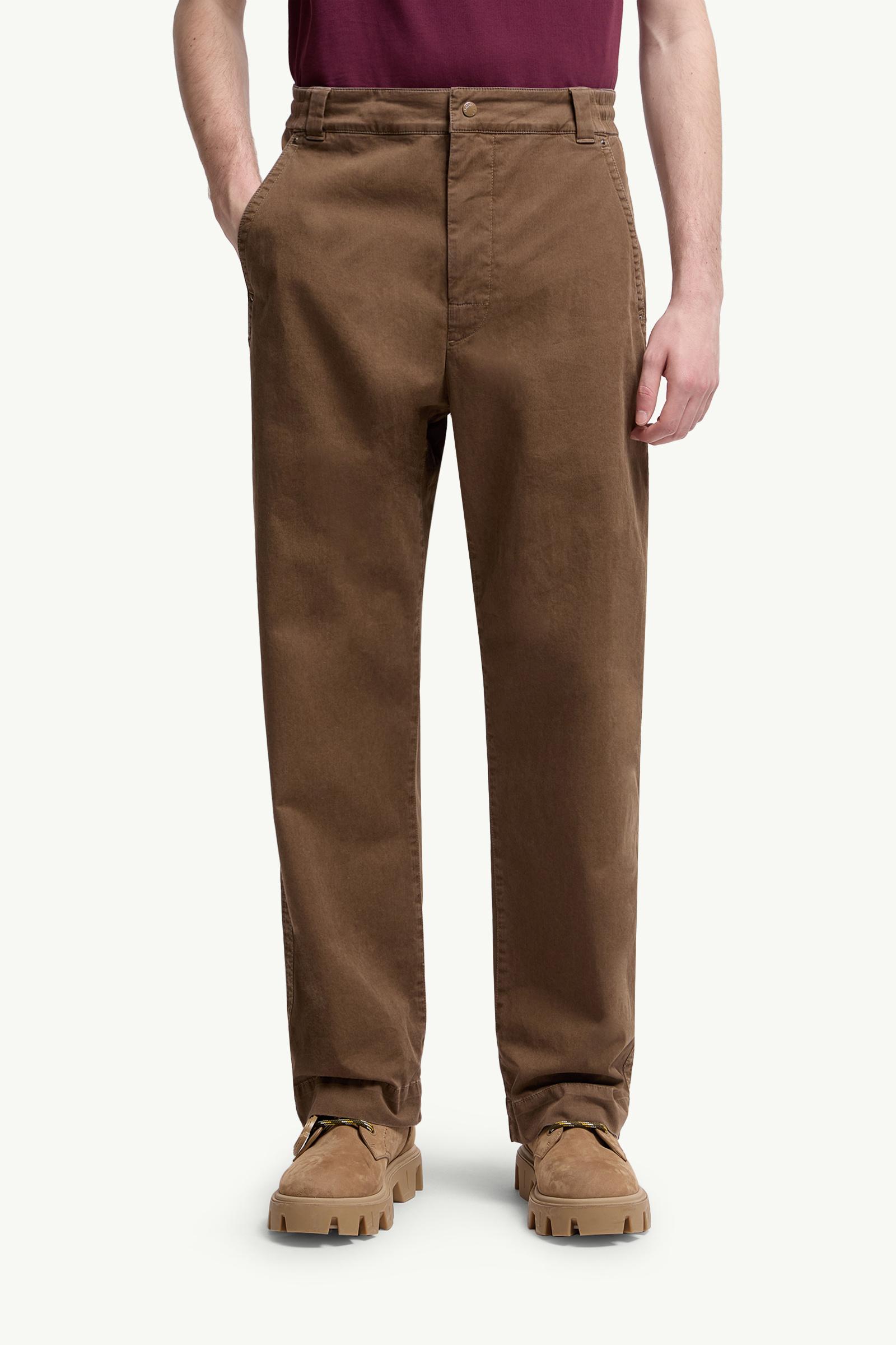Moncler Cotton Gabardine Pants Brown Brown