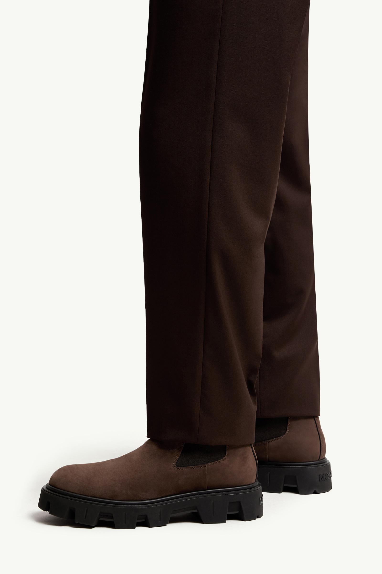 Moncler Wool Blend Gabardine Tailored Pants Brown Brown
