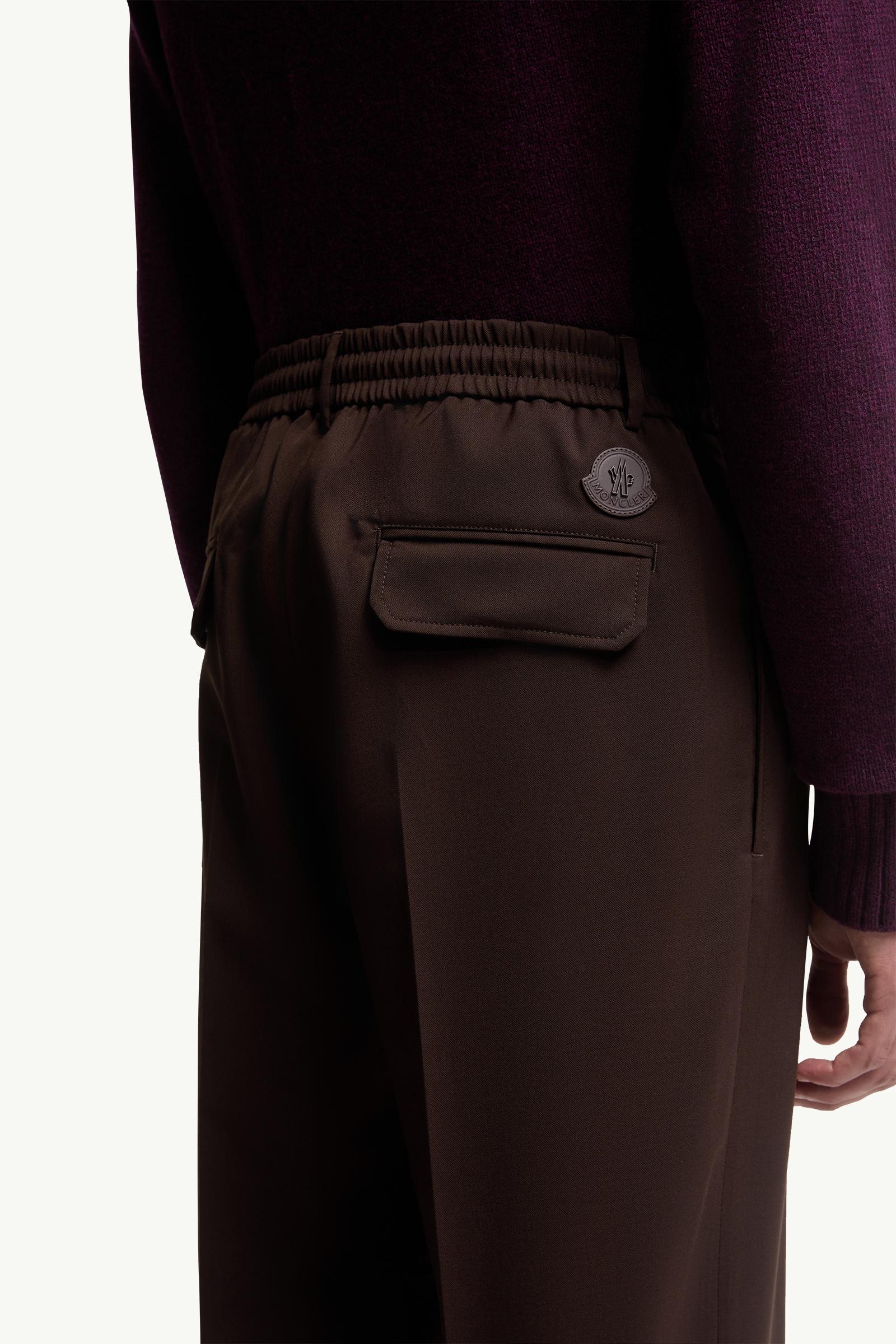 Moncler Wool Blend Gabardine Tailored Pants Brown Brown