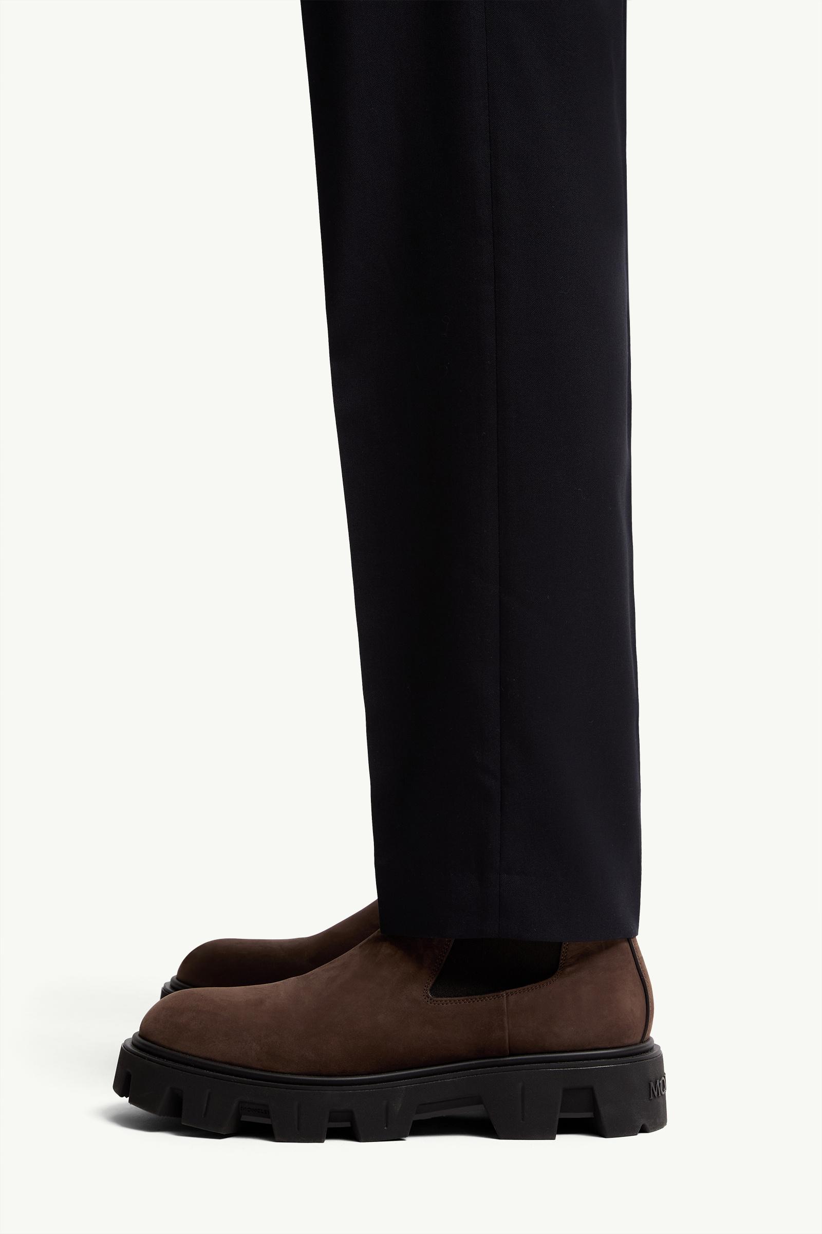 Moncler Wool Blend Gabardine Tailored Pants Dark Blue Dark Blue