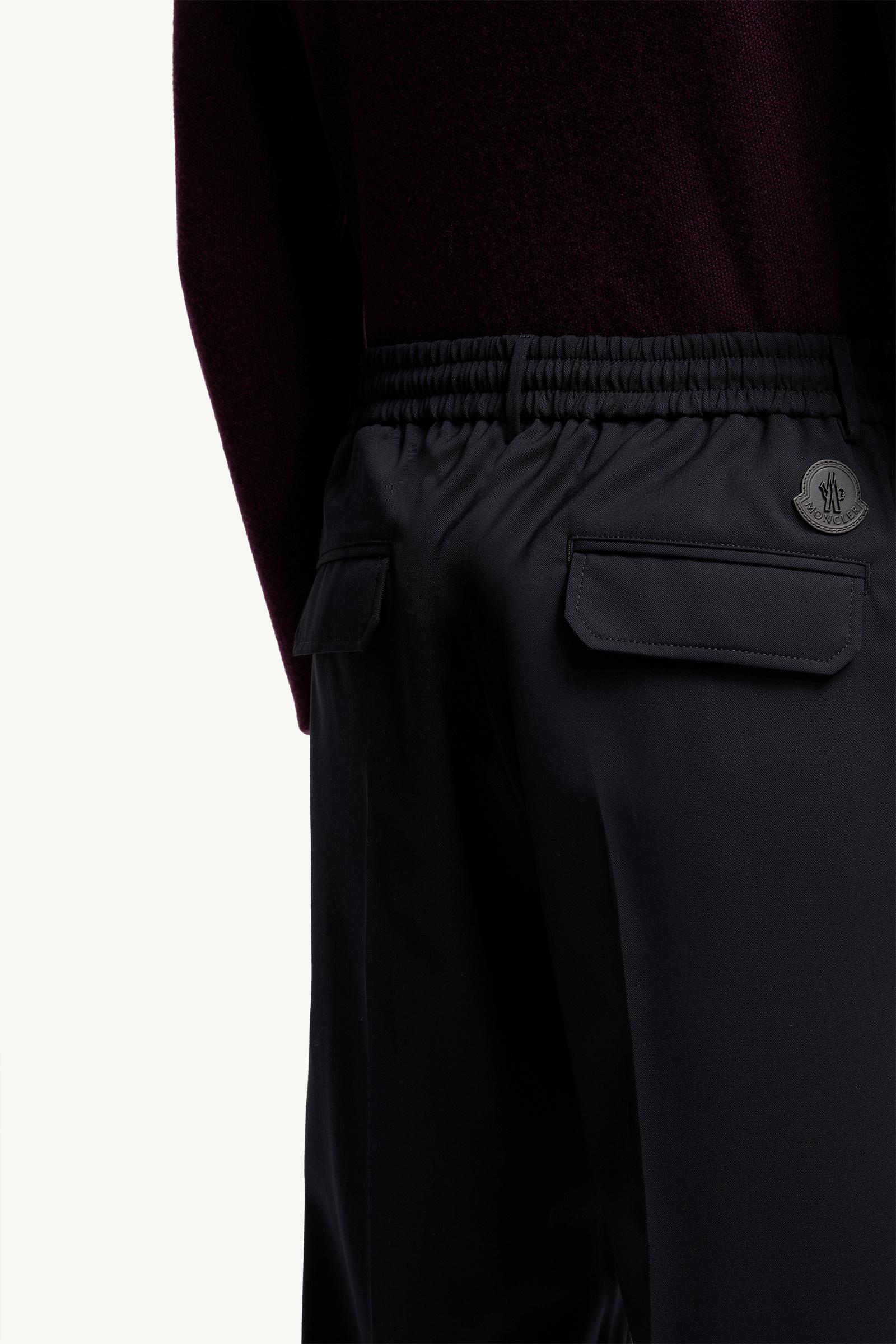 Moncler Wool Blend Gabardine Tailored Pants Dark Blue Dark Blue