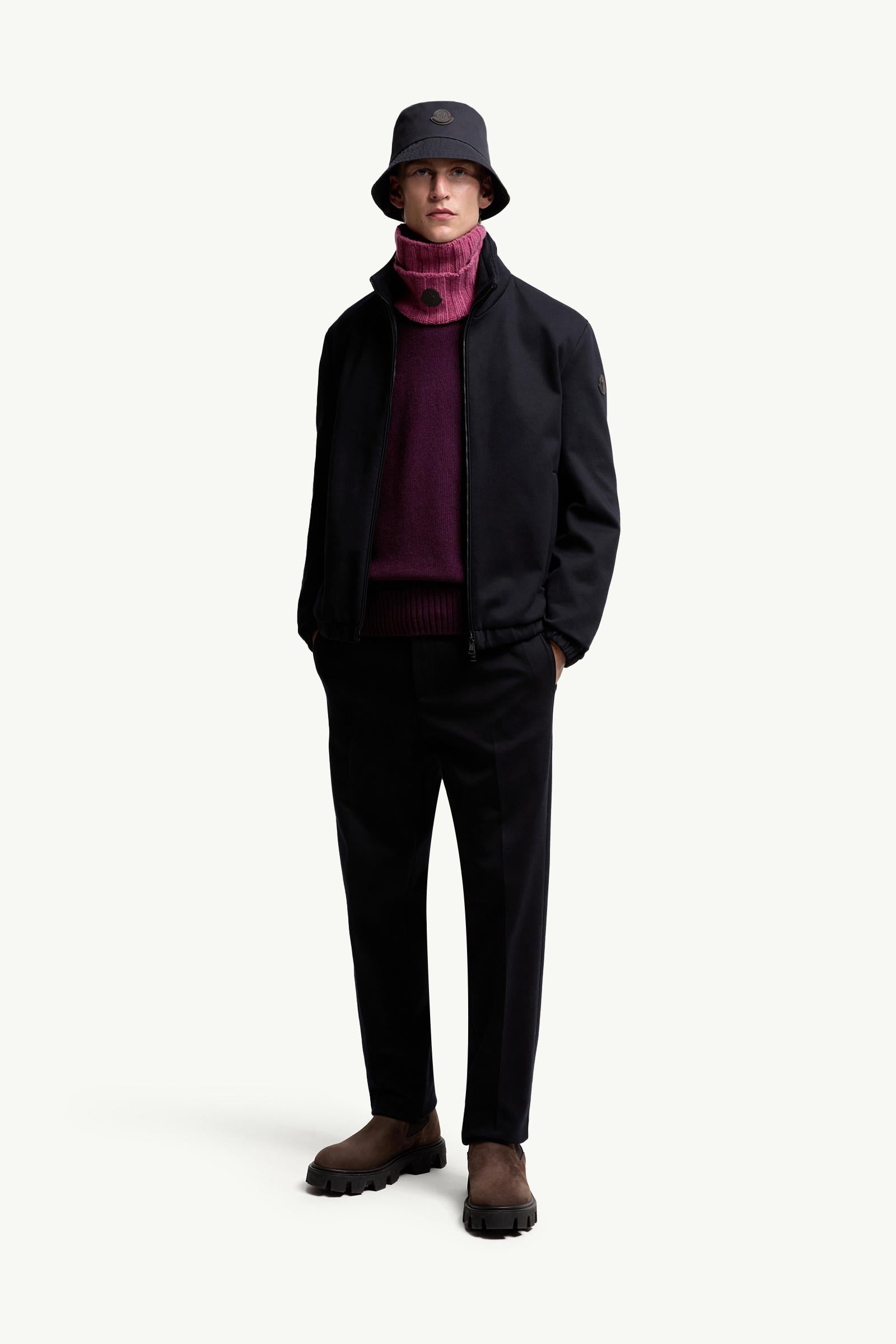 Moncler Cotton Blend Tailored Pants Blue Blue