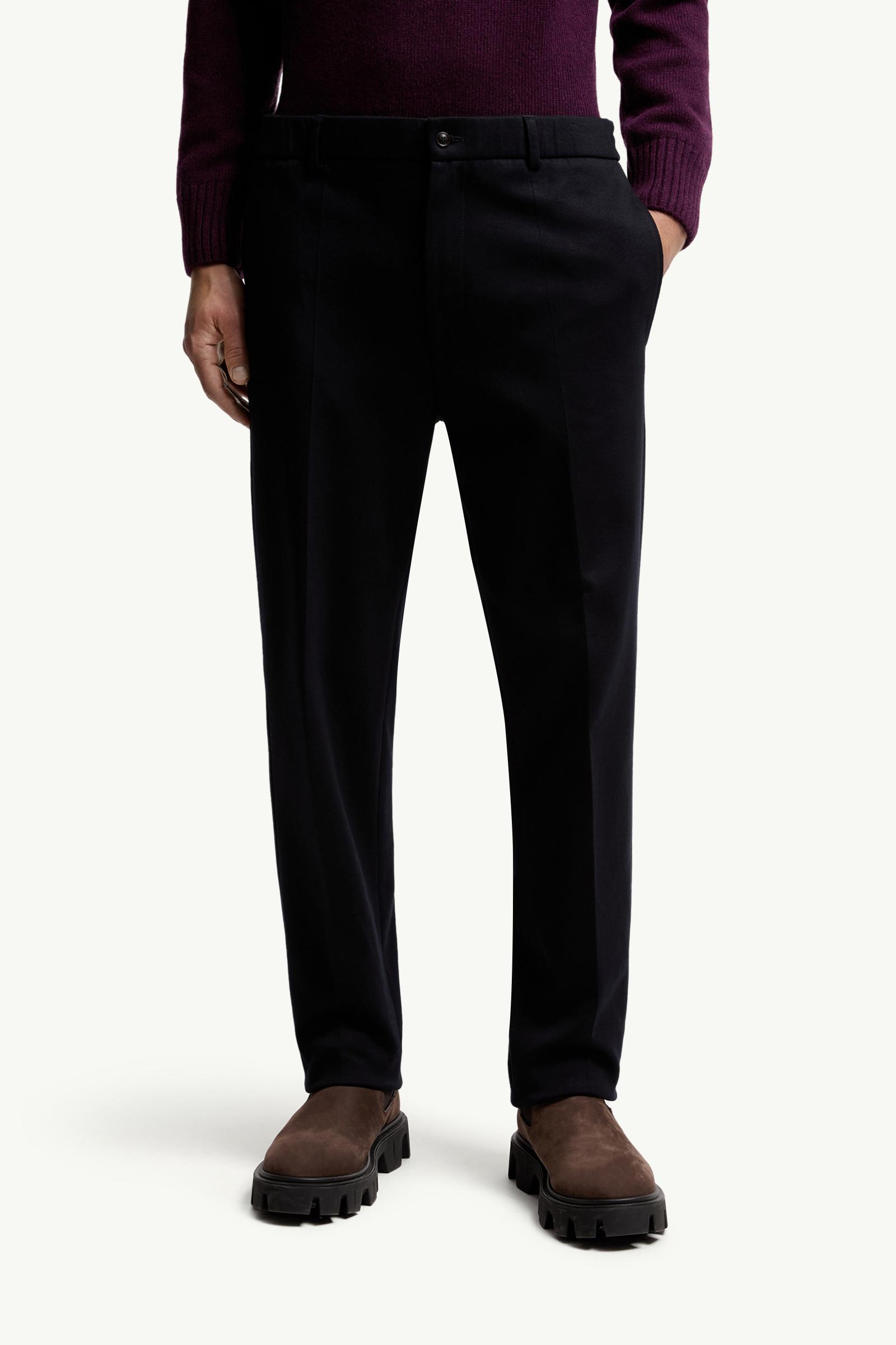 Moncler Cotton Blend Tailored Pants Blue Blue