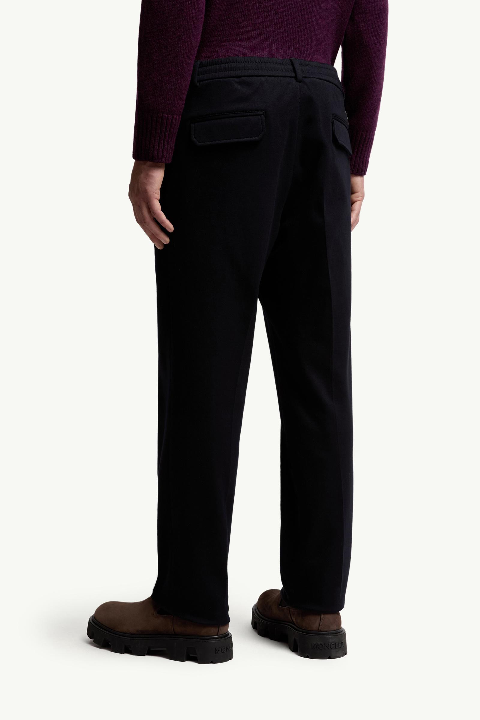 Moncler Cotton Blend Tailored Pants Blue Blue