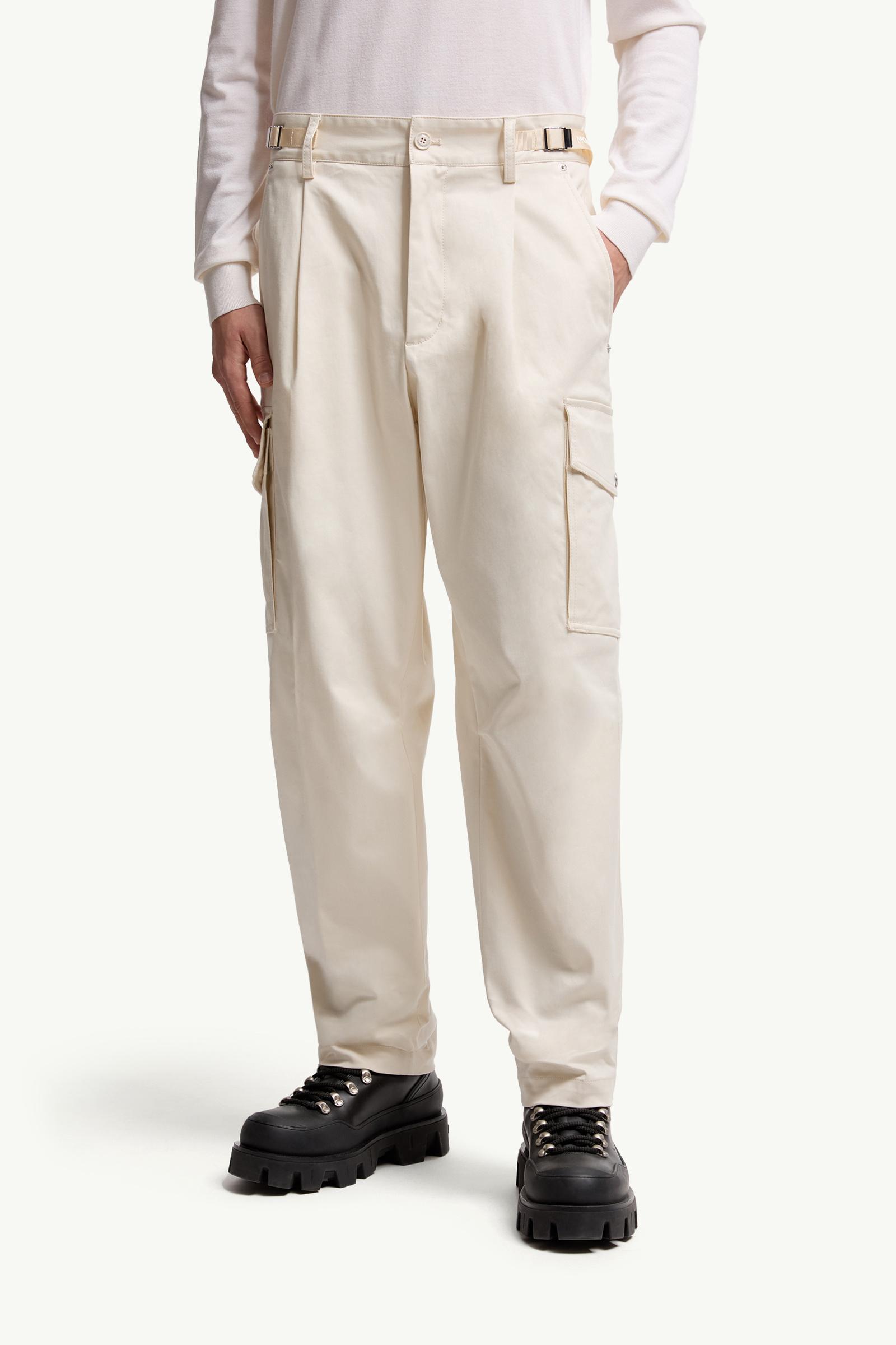 Moncler Cotton Gabardine Cargo Pants White Ivory White Ivory