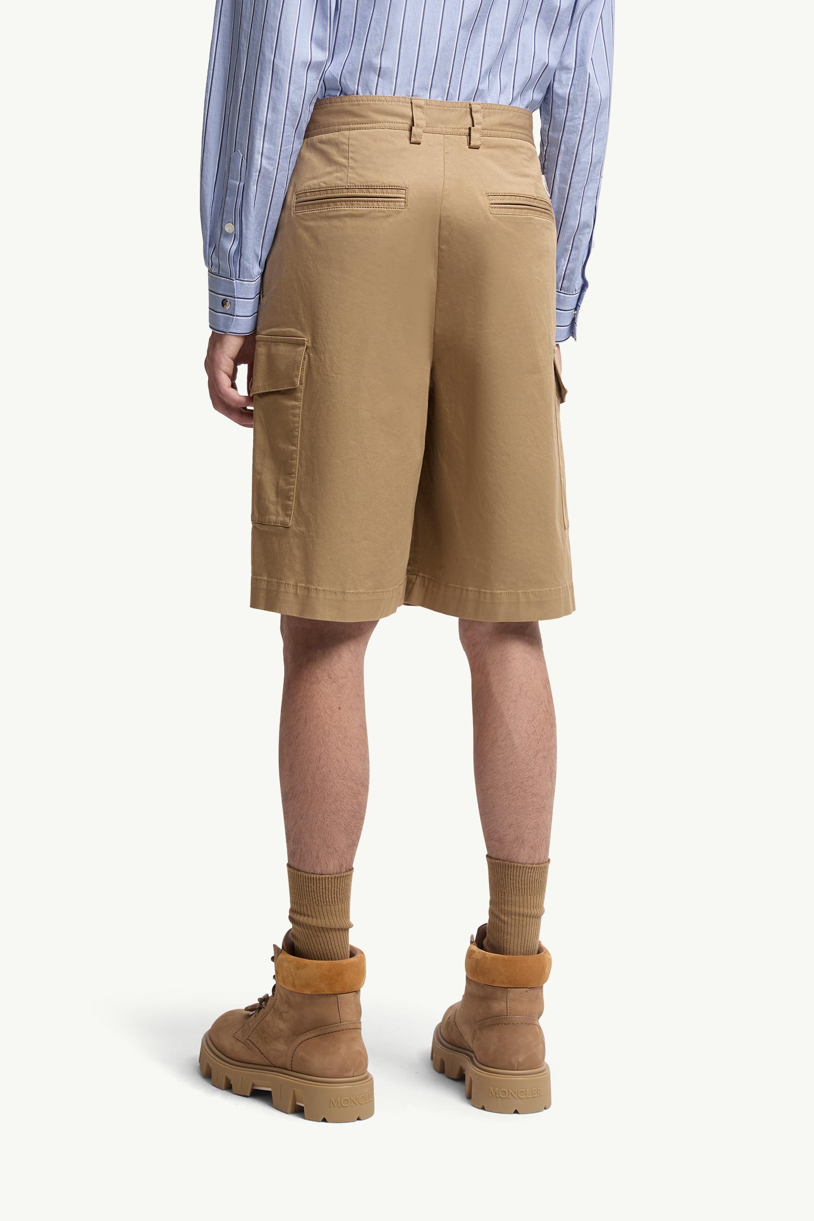 Moncler Cotton Gabardine Cargo Shorts Beige Beige
