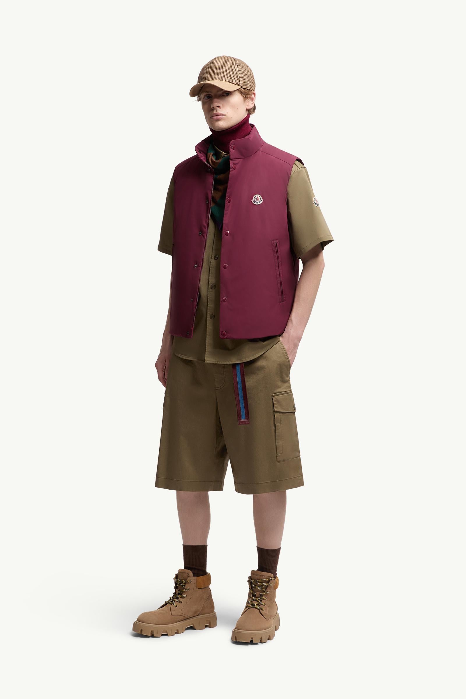 Moncler Cotton Gabardine Cargo Shorts Olive Green Olive Green