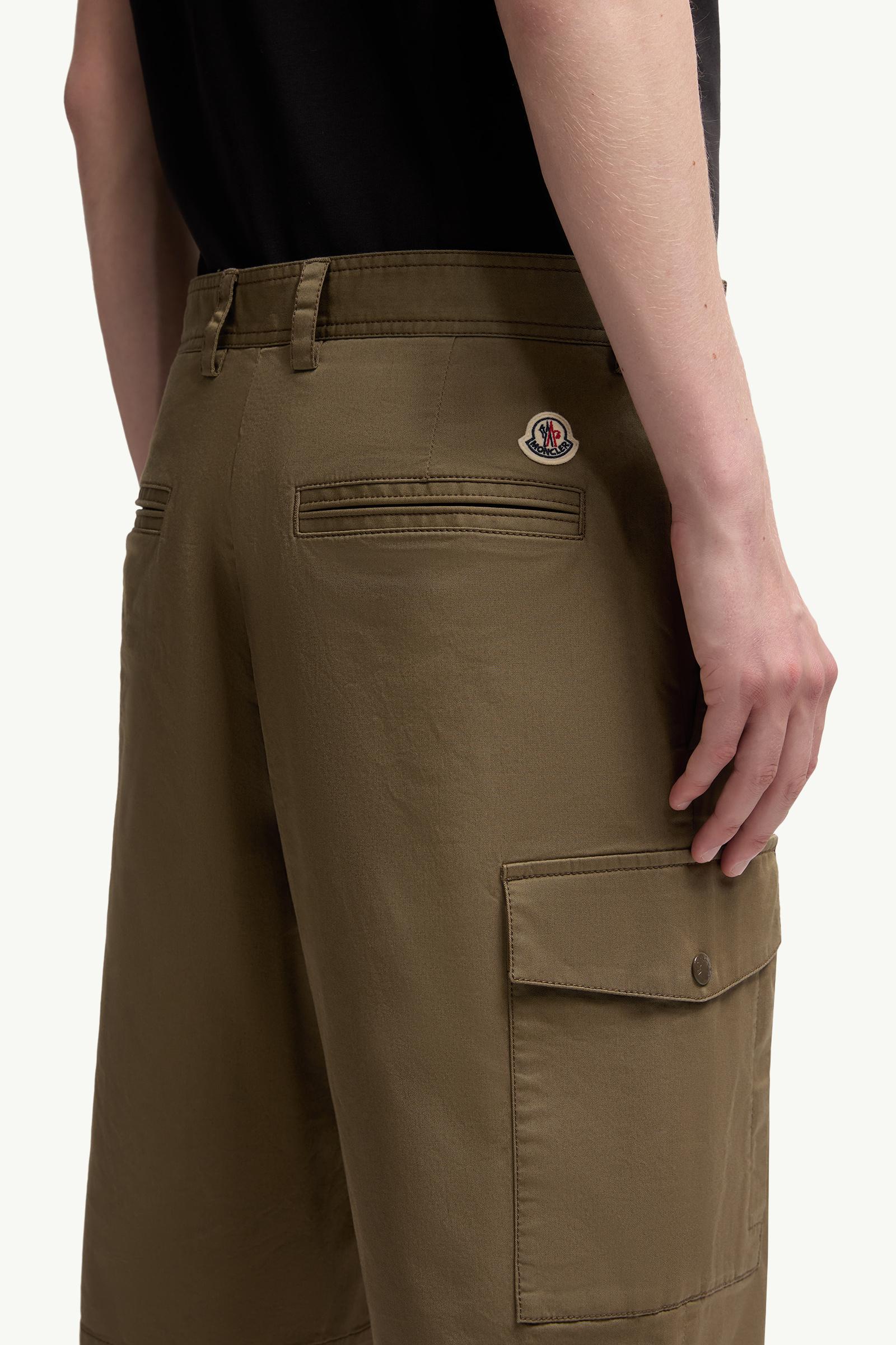 Moncler Cotton Gabardine Cargo Shorts Olive Green Olive Green