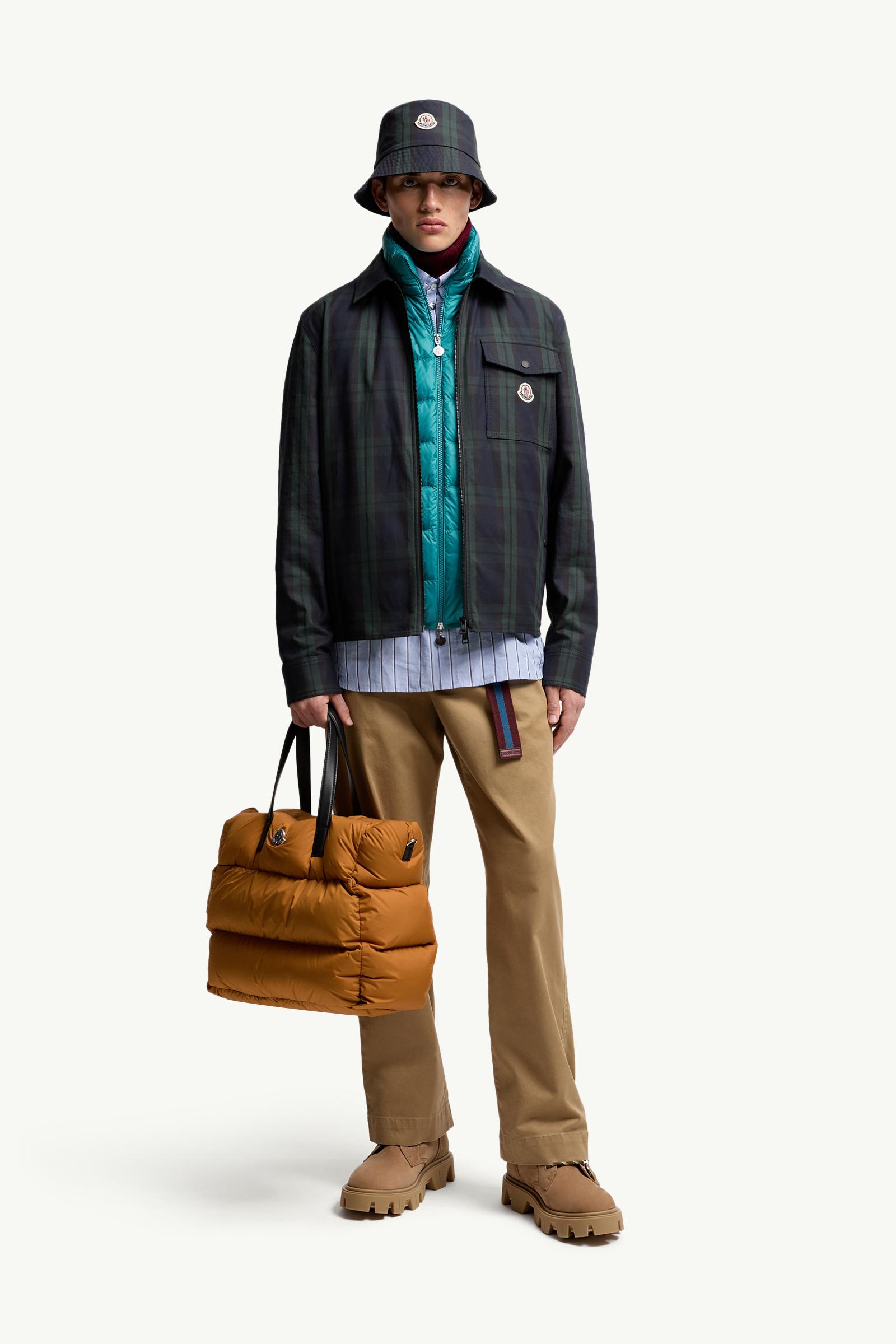 Moncler Checked Cotton Gabardine Zip-Up Shirt Jacket Black Black