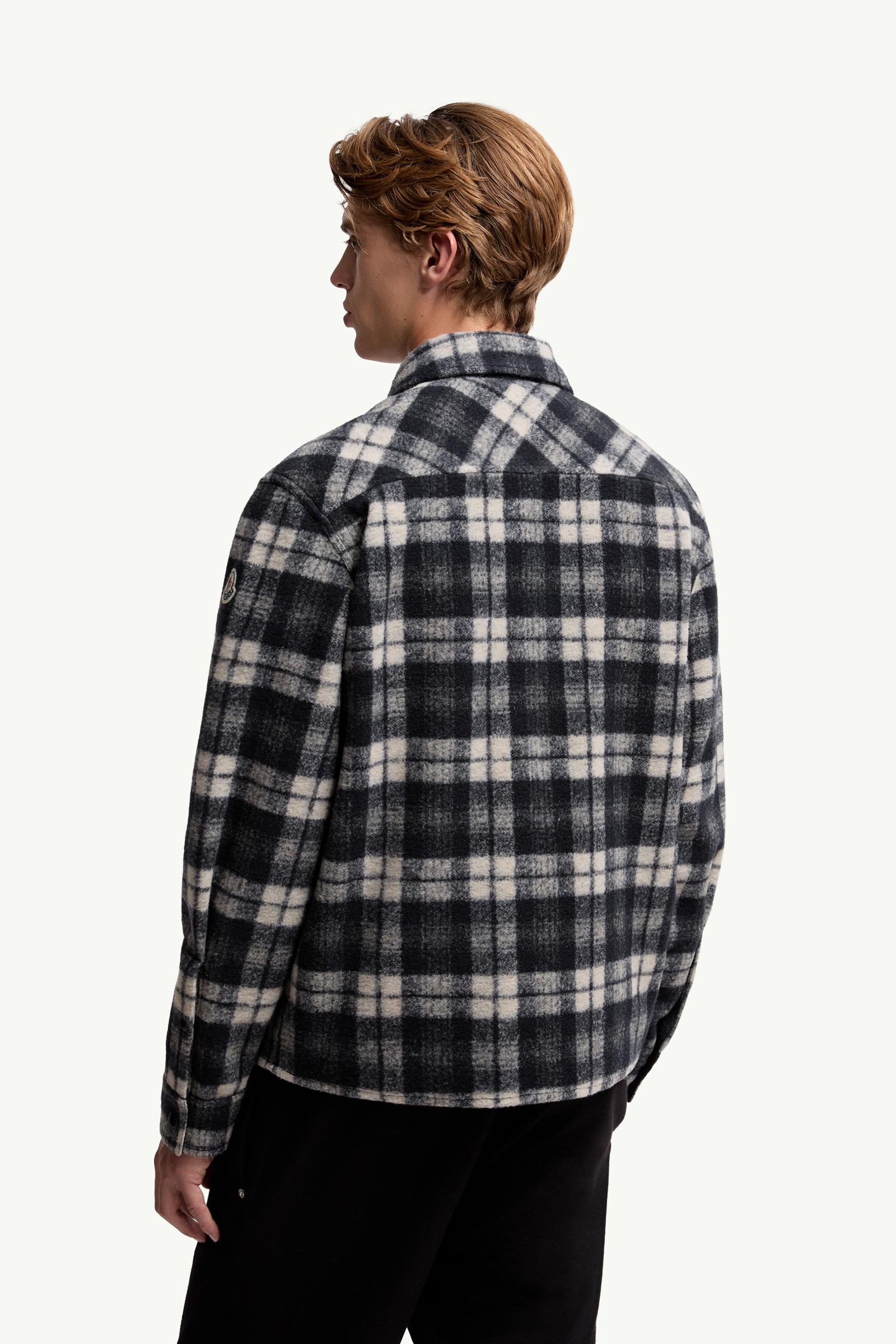 Moncler Tartan Zip-Up Shirt Jacket White & Blue White & Blue