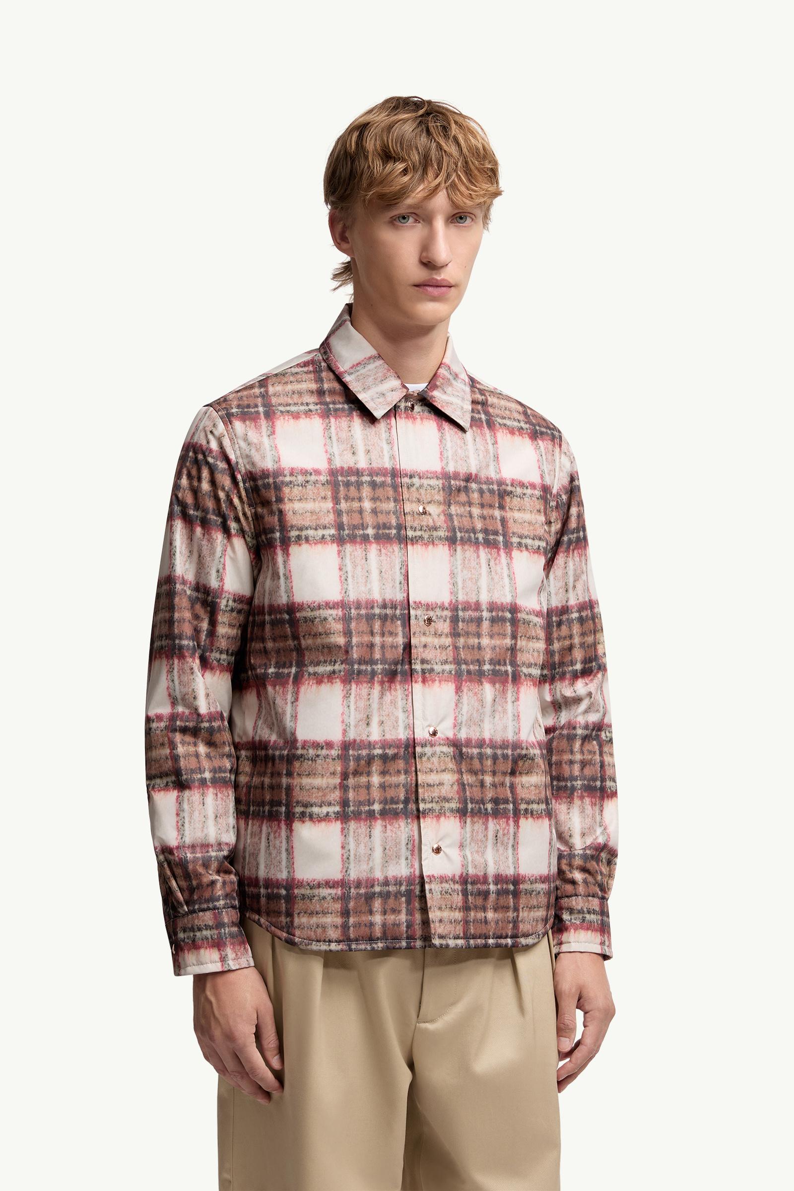 Moncler Check Padded Shirt Jacket Beige & Pink Beige & Pink