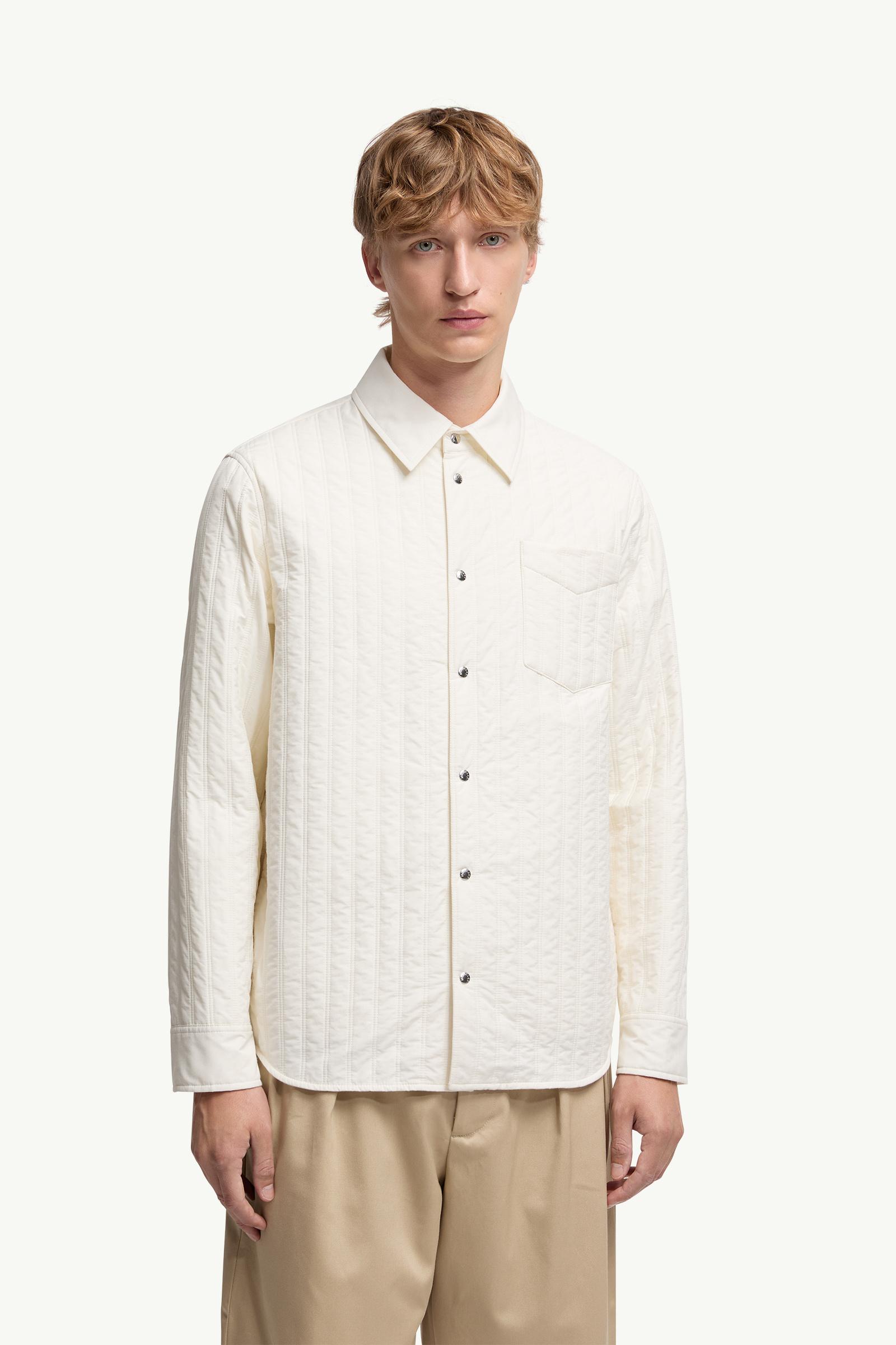 Moncler Vertical-Quilted Padded Shirt Jacket White Ivory White Ivory