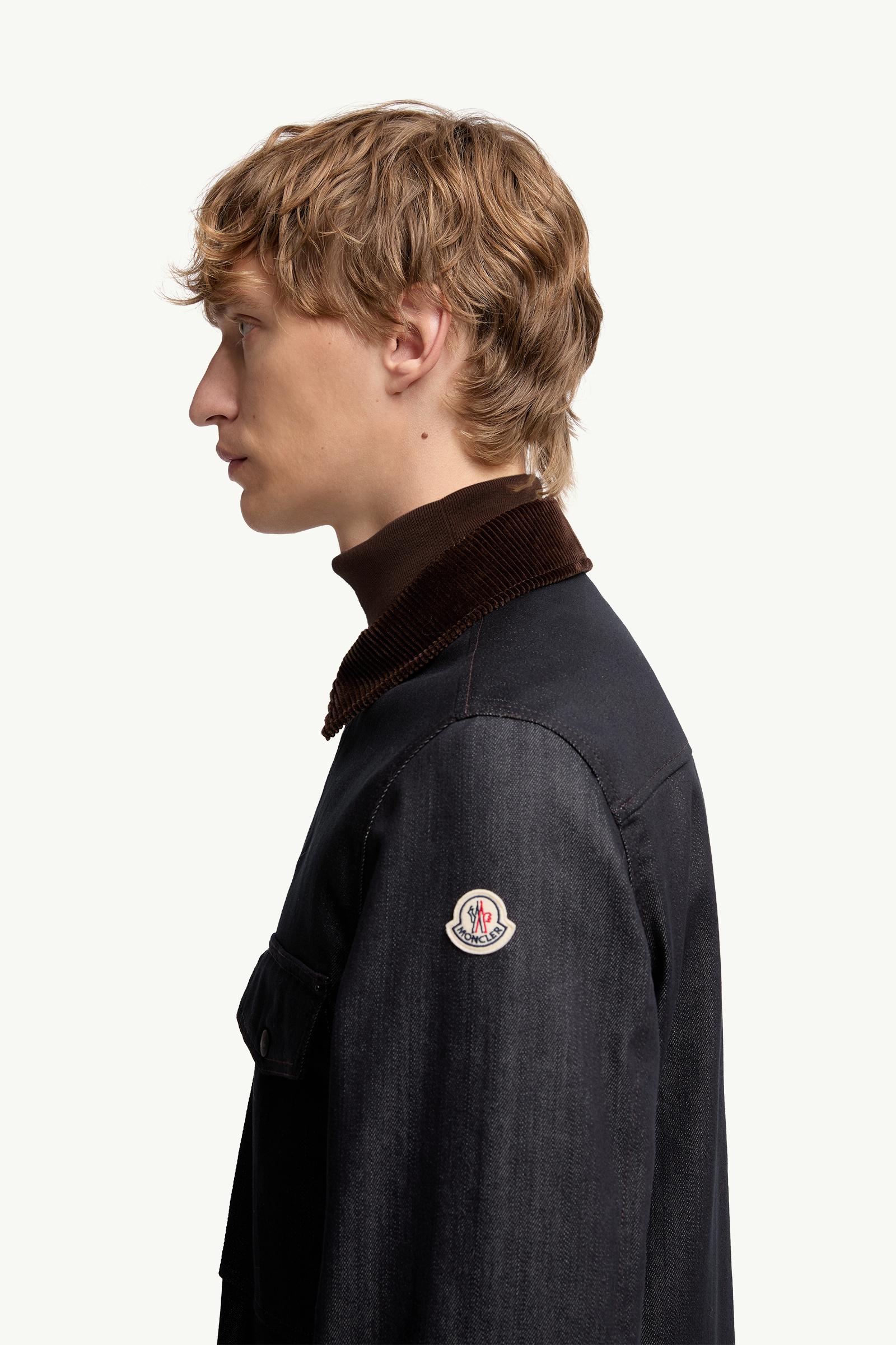 Moncler Denim Corduroy-Trimmed Shirt Jacket Dark Blue Dark Blue
