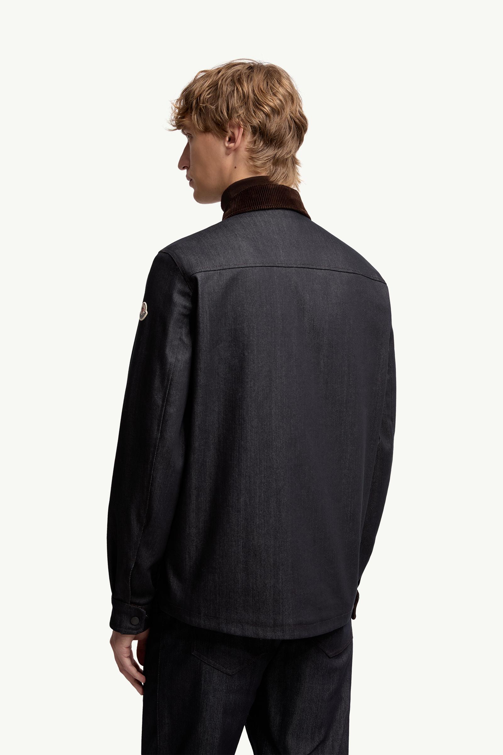Moncler Denim Corduroy-Trimmed Shirt Jacket Dark Blue Dark Blue