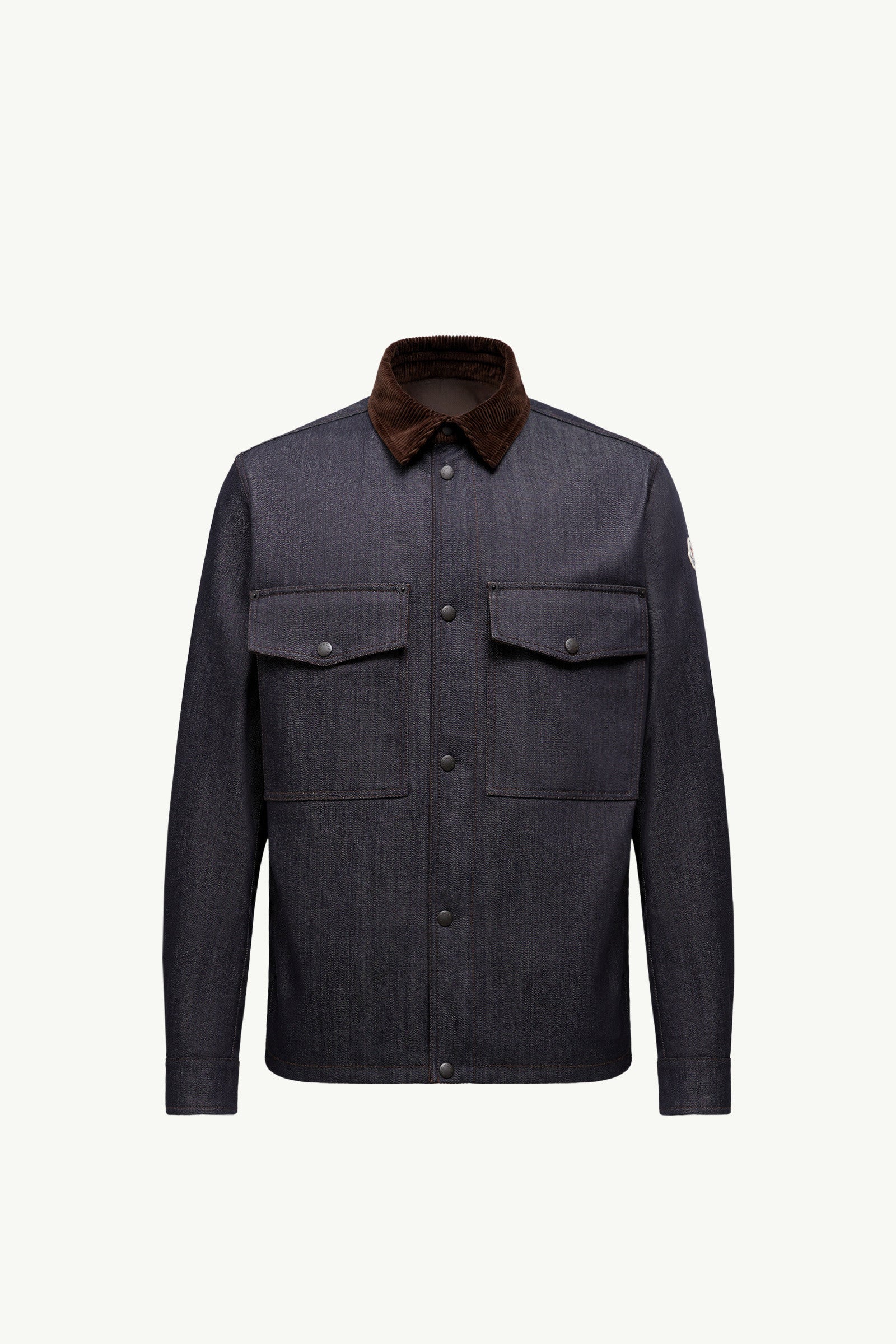 Moncler Denim Corduroy-Trimmed Shirt Jacket Dark Blue Dark Blue