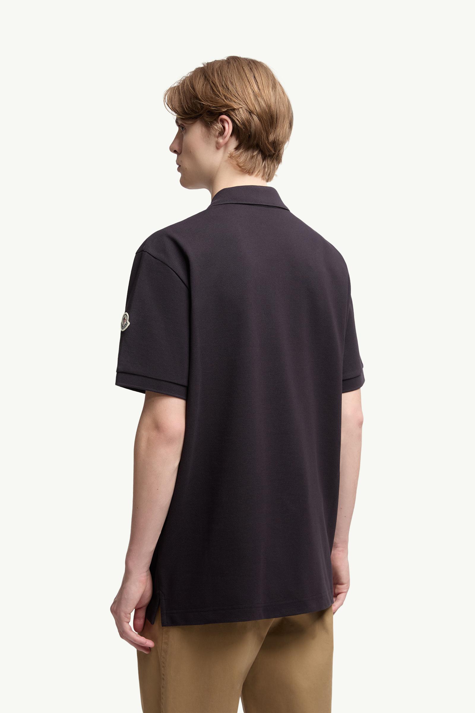 Moncler Monogram Cotton Piquet Polo Shirt Navy Blue Navy Blue