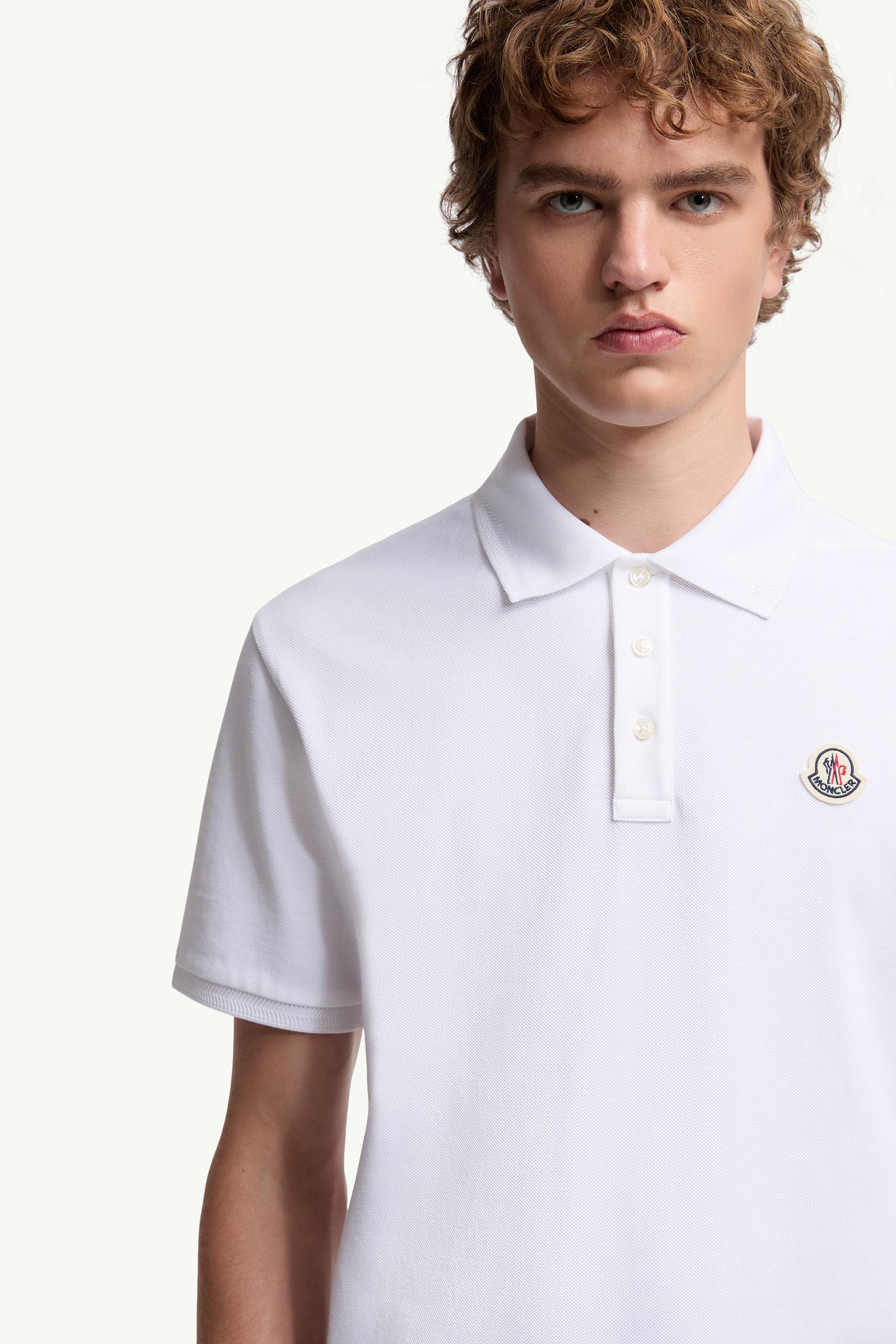 Moncler Logo Patch Cotton Piquet Polo Shirt White White