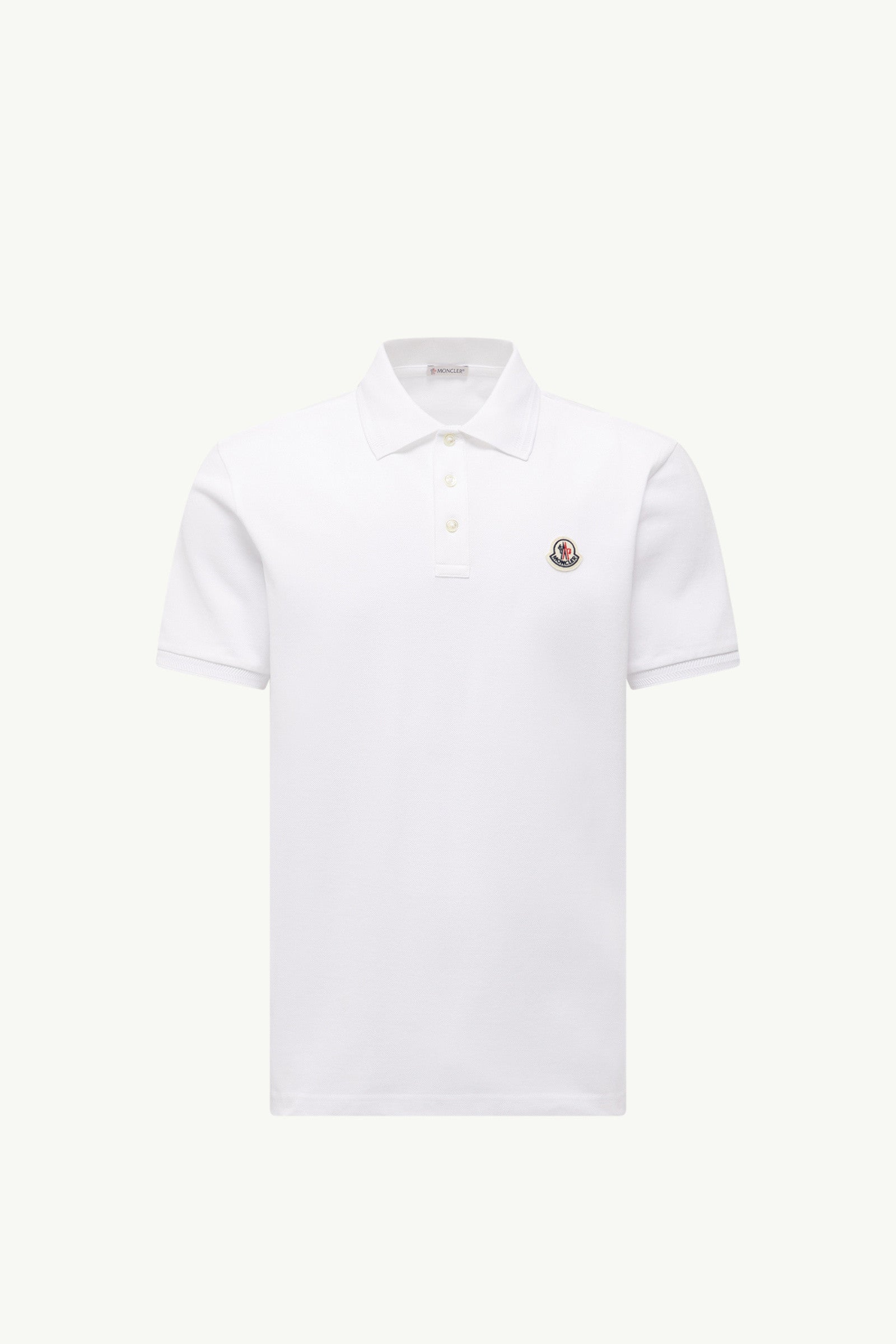 Moncler Logo Patch Cotton Piquet Polo Shirt White White
