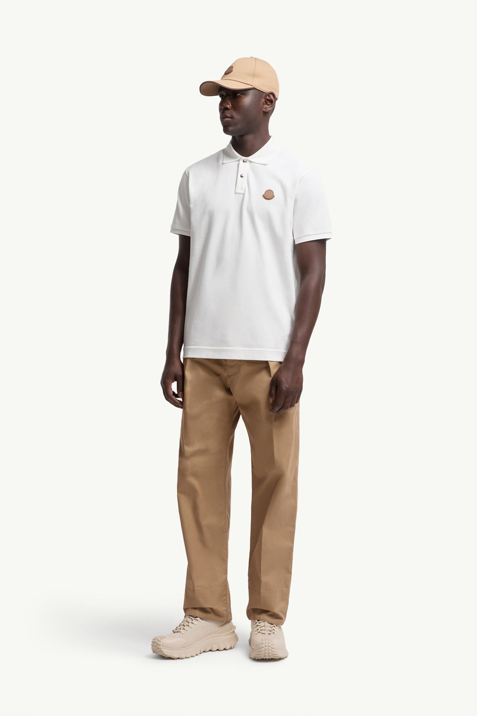 Moncler Logo Patch Cotton Piquet Polo Shirt White White