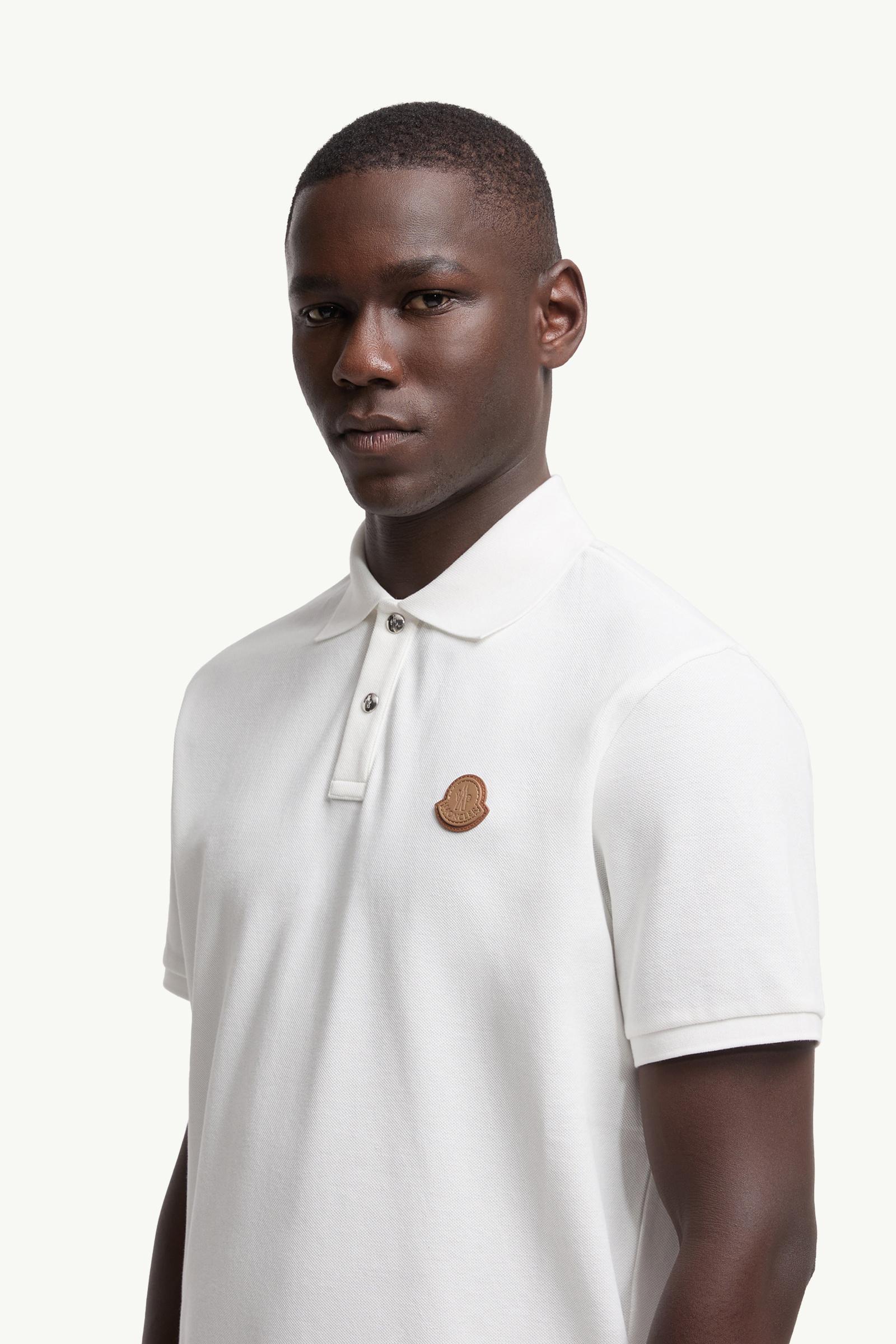 Moncler Logo Patch Cotton Piquet Polo Shirt White White