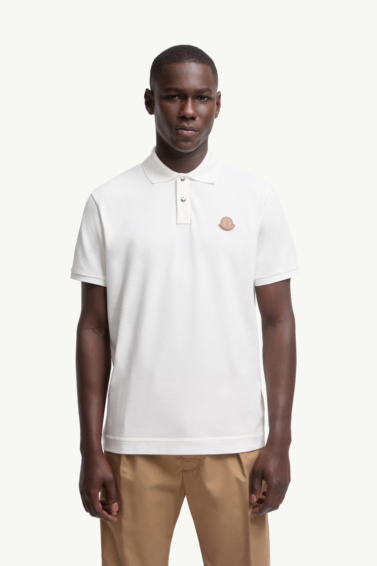 Moncler Logo Patch Cotton Piquet Polo Shirt White White